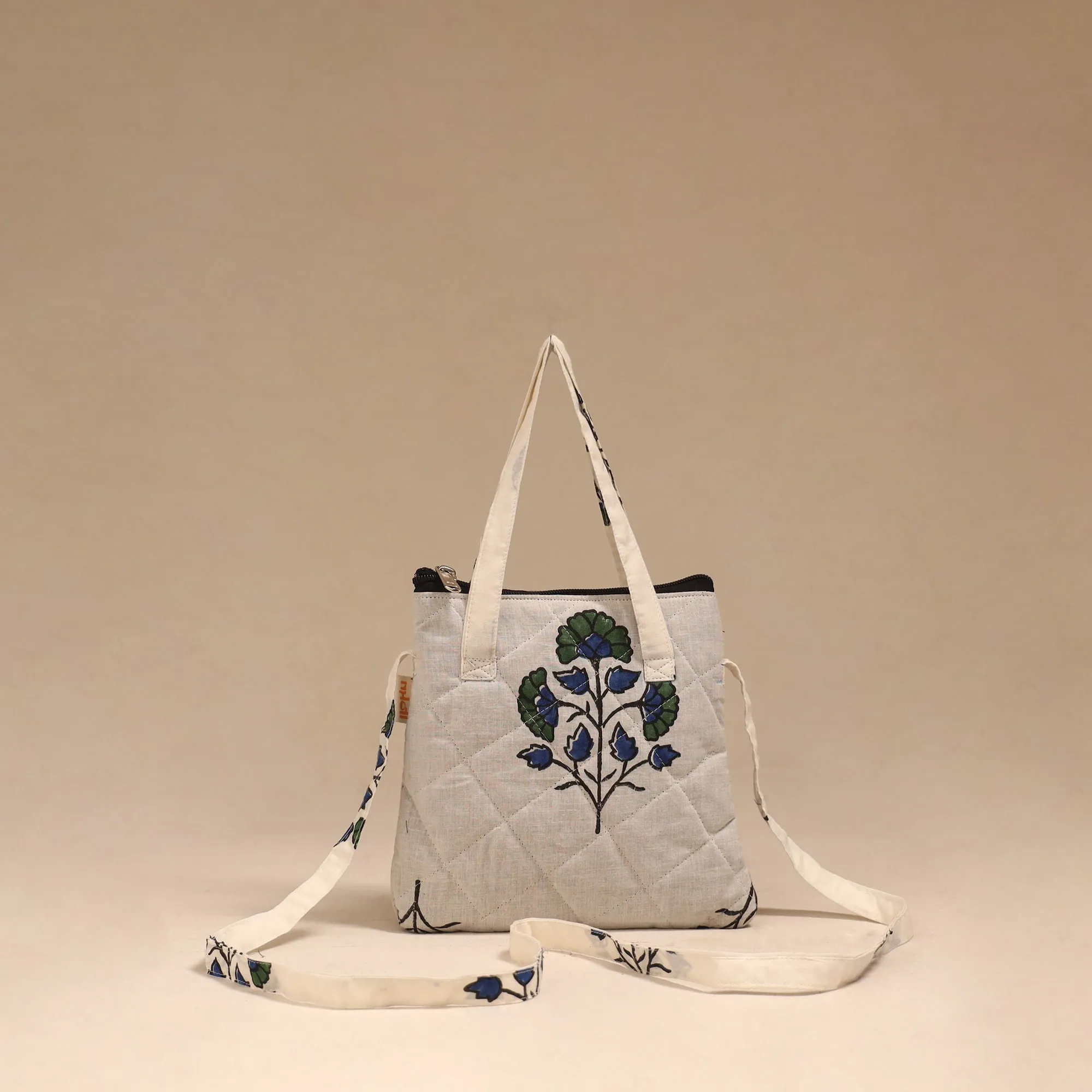 Beige - Handcrafted Quilted Sling Bag 13 sold by Itokri product image thumbnail 3