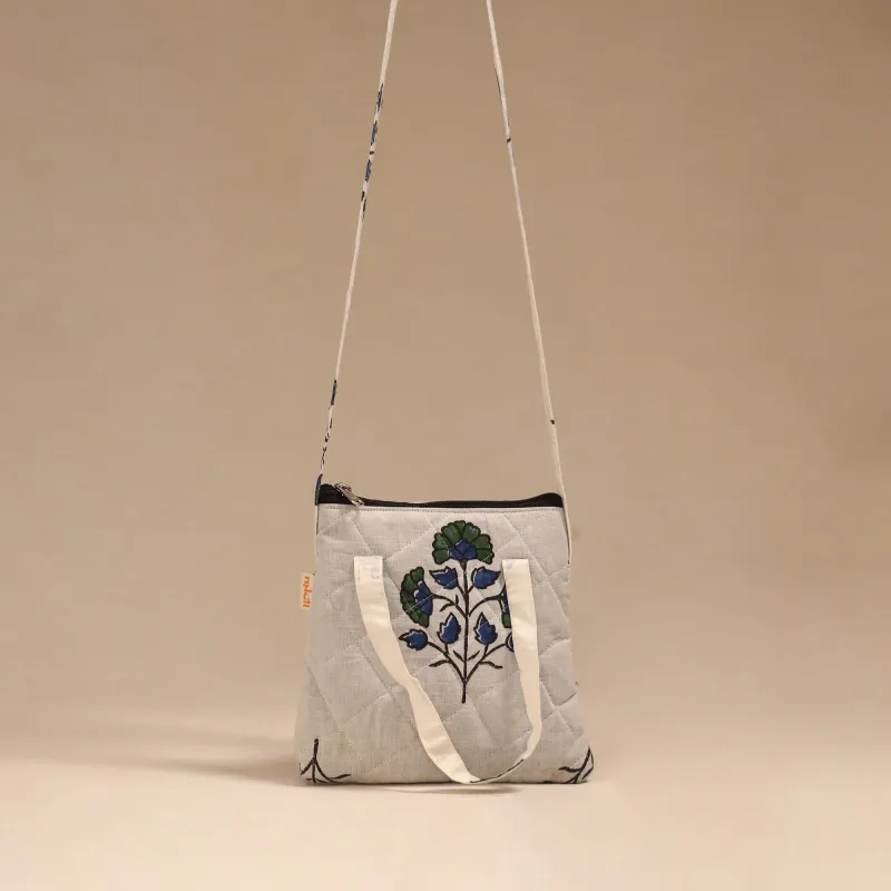 Beige - Handcrafted Quilted Sling Bag 13 made by Itokri
