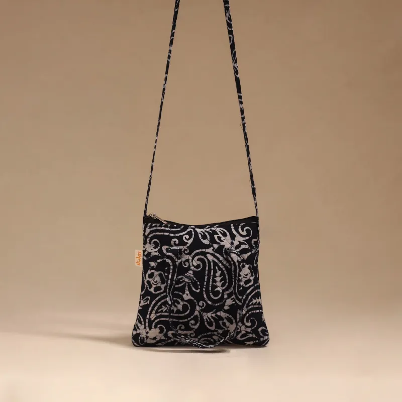 Black - Handcrafted Quilted Sling Bag 03 made by Itokri