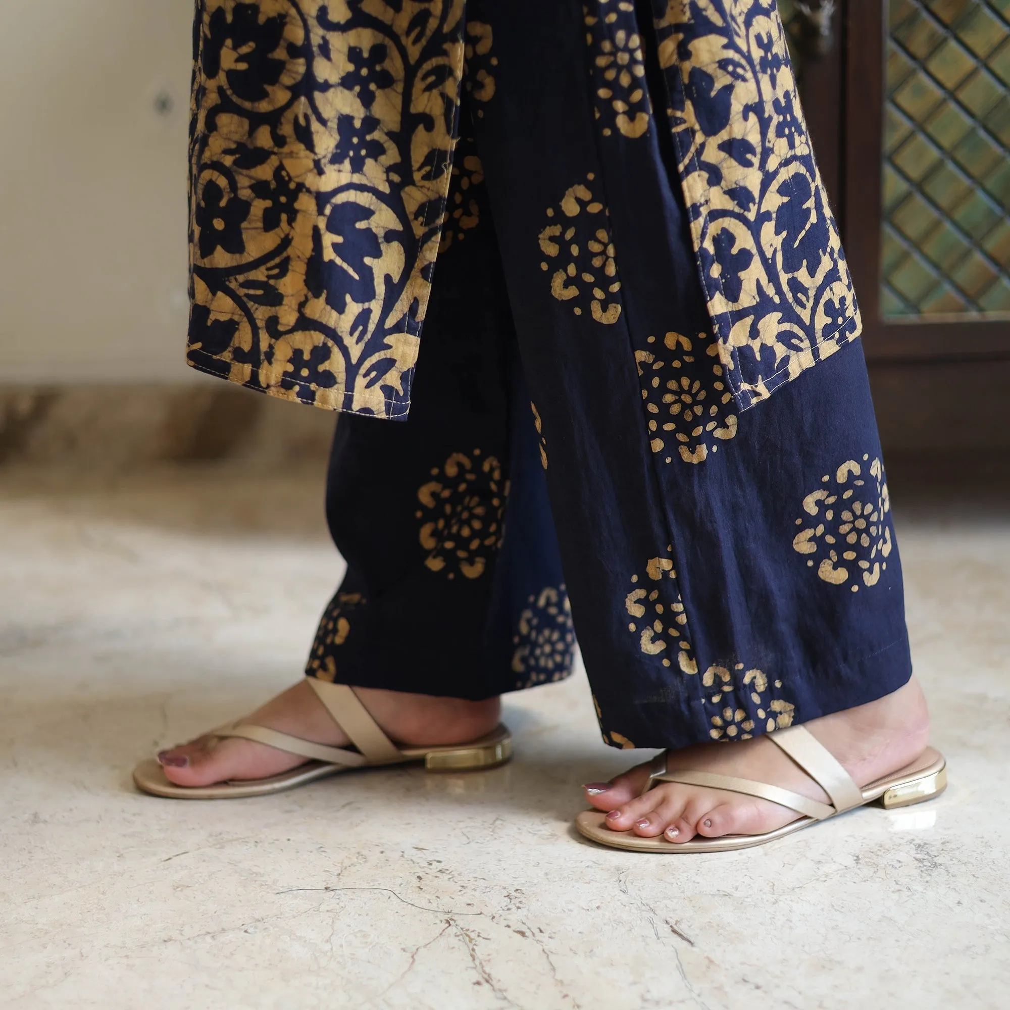 Blue - Batik Print Cotton Kurta with Palazzo & Dupatta Suit Set 07 sold by Itokri product image thumbnail 5