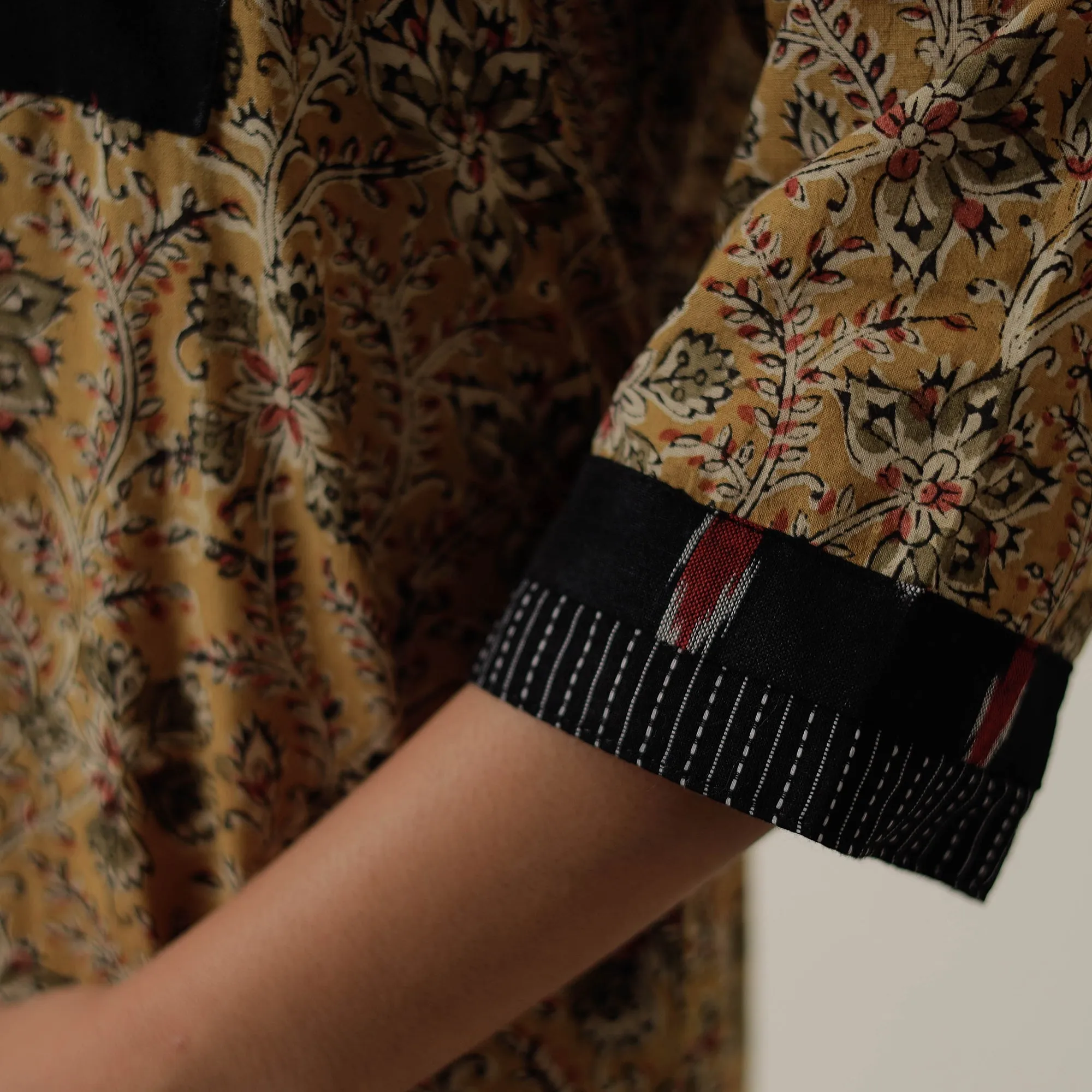 Yellow - Pedana Kalamkari Block Printed Cotton Straight Kurta 04 sold by Itokri product image thumbnail 5