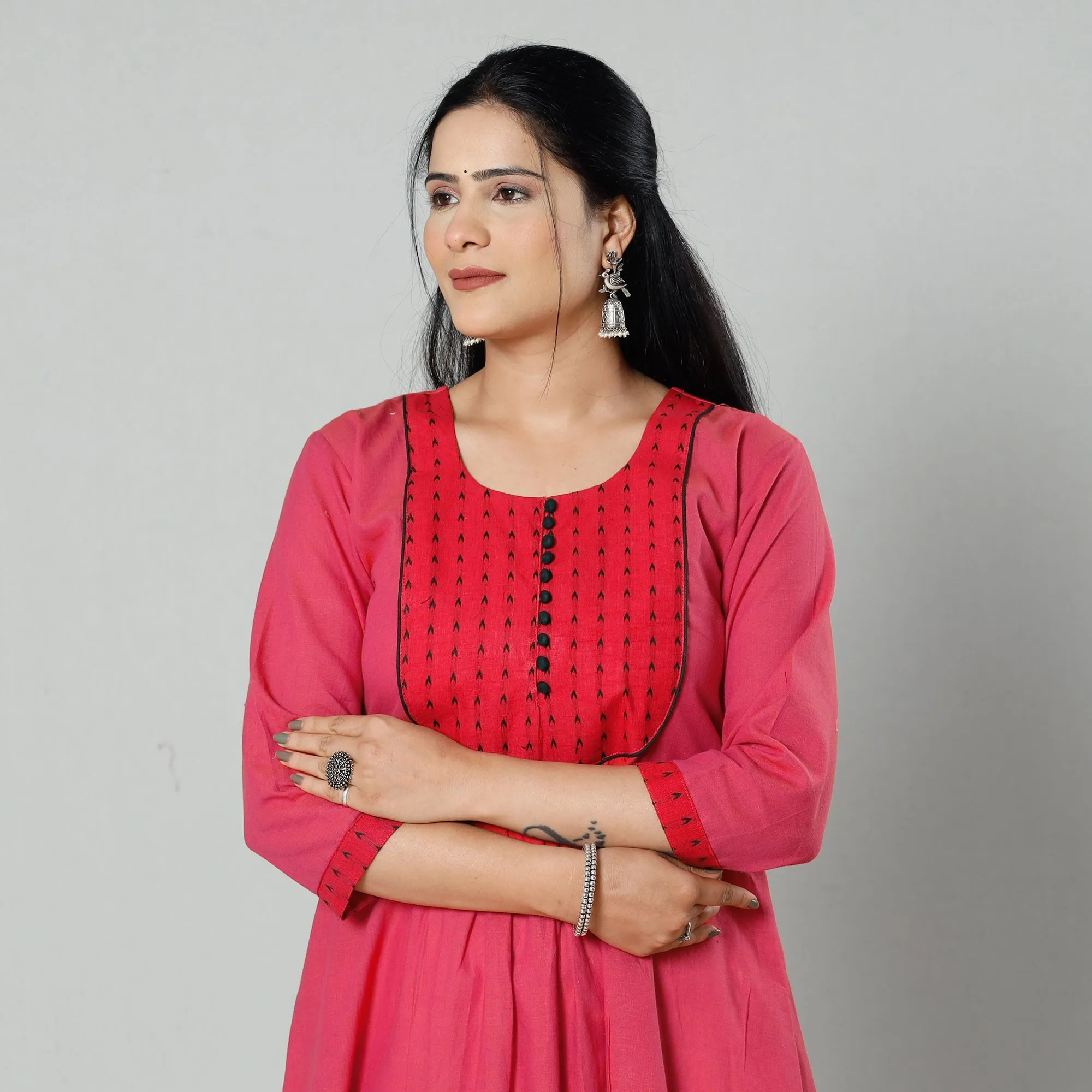 Pink - Plain Cotton Long Kurta sold by Itokri product image thumbnail 2