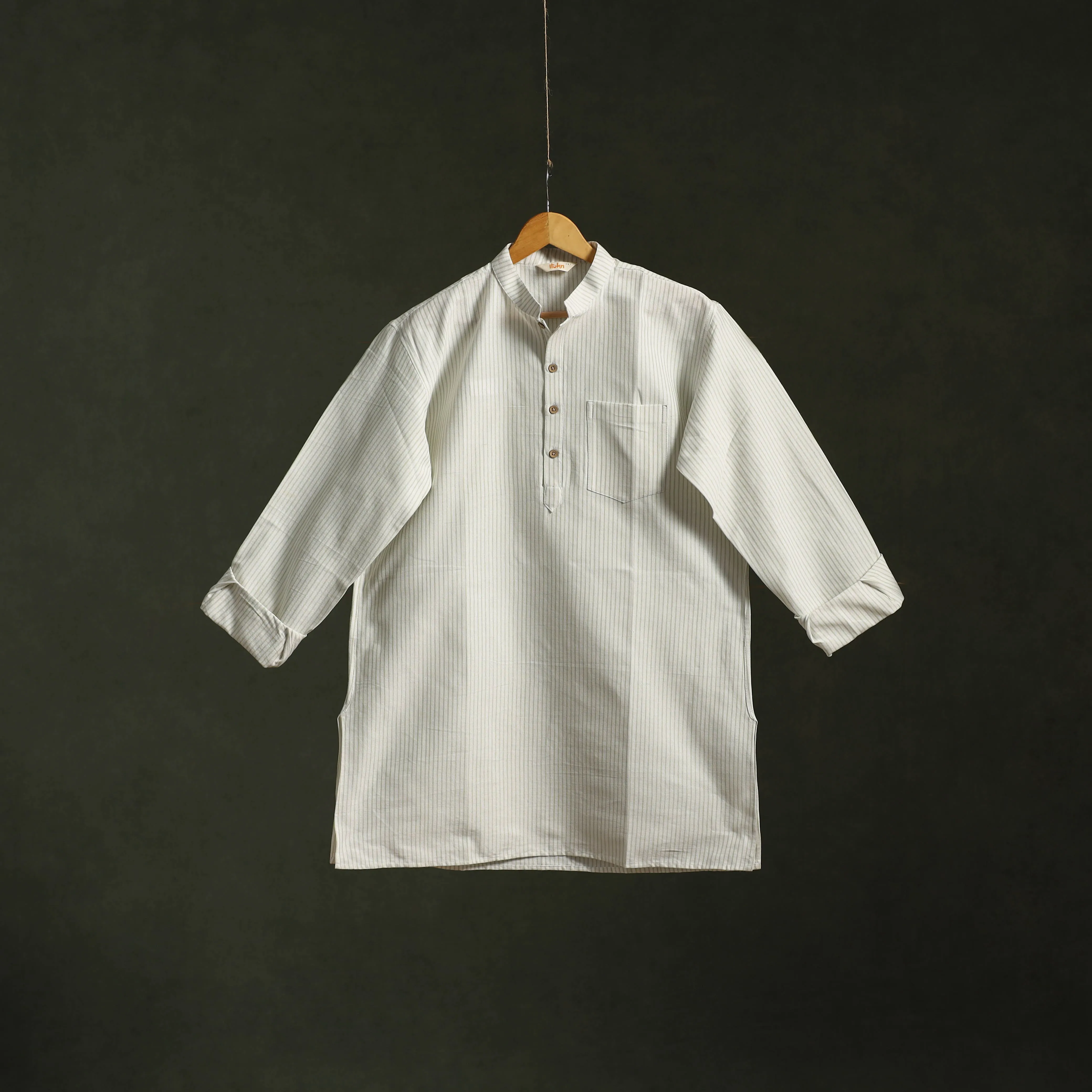 White - Jhiri Handloom Cotton Short Kurta for Men 06 sold by Itokri product image thumbnail 2