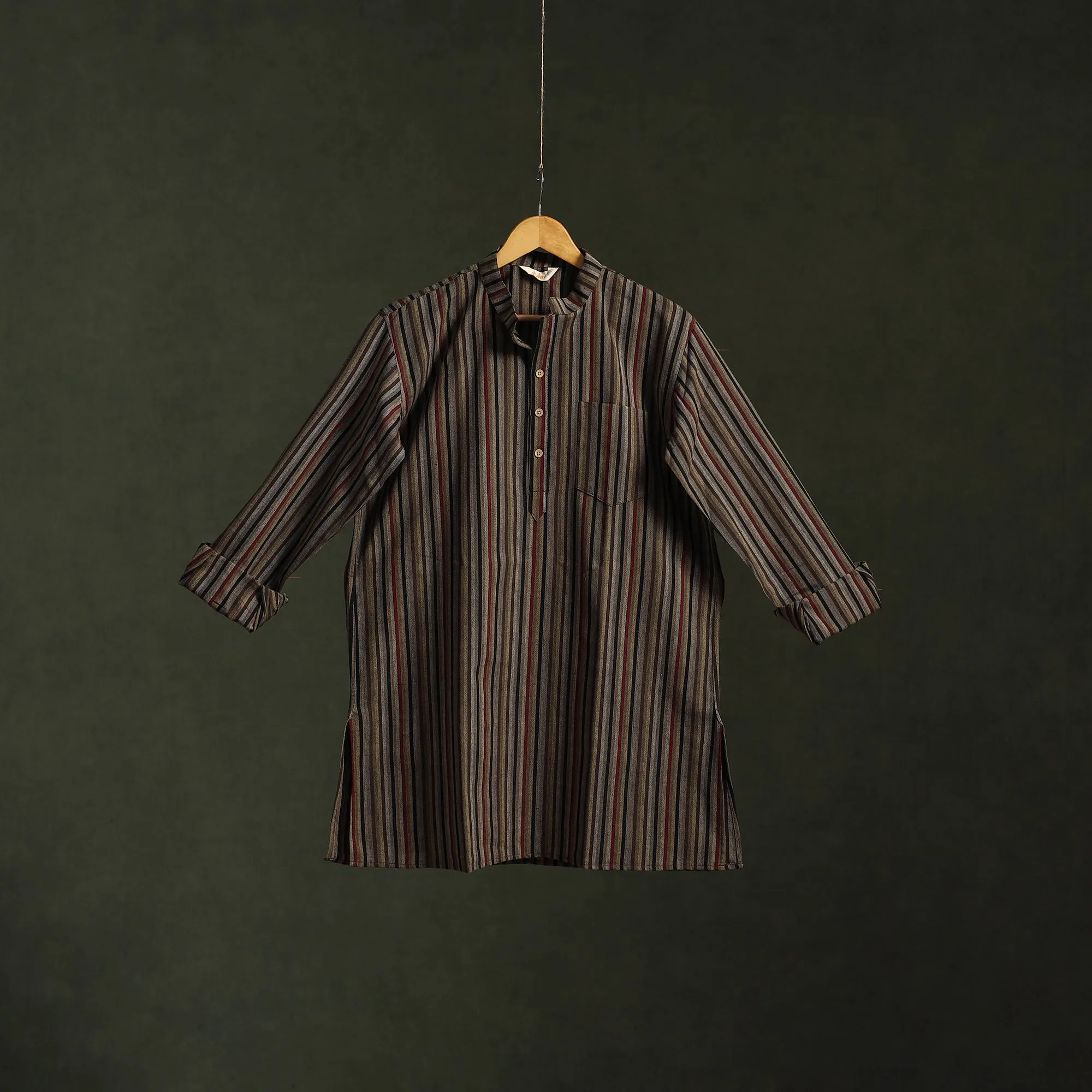 Brown - Jhiri Handloom Cotton Short Kurta for Men 09 sold by Itokri product image thumbnail 2