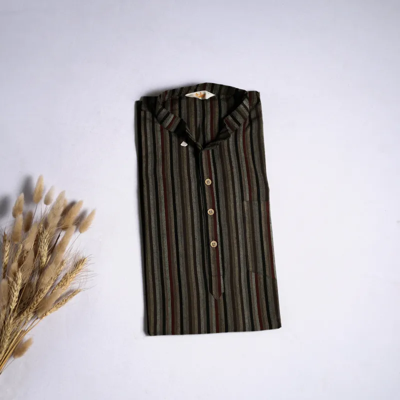 Brown - Jhiri Handloom Cotton Short Kurta for Men 09 sold by Itokri