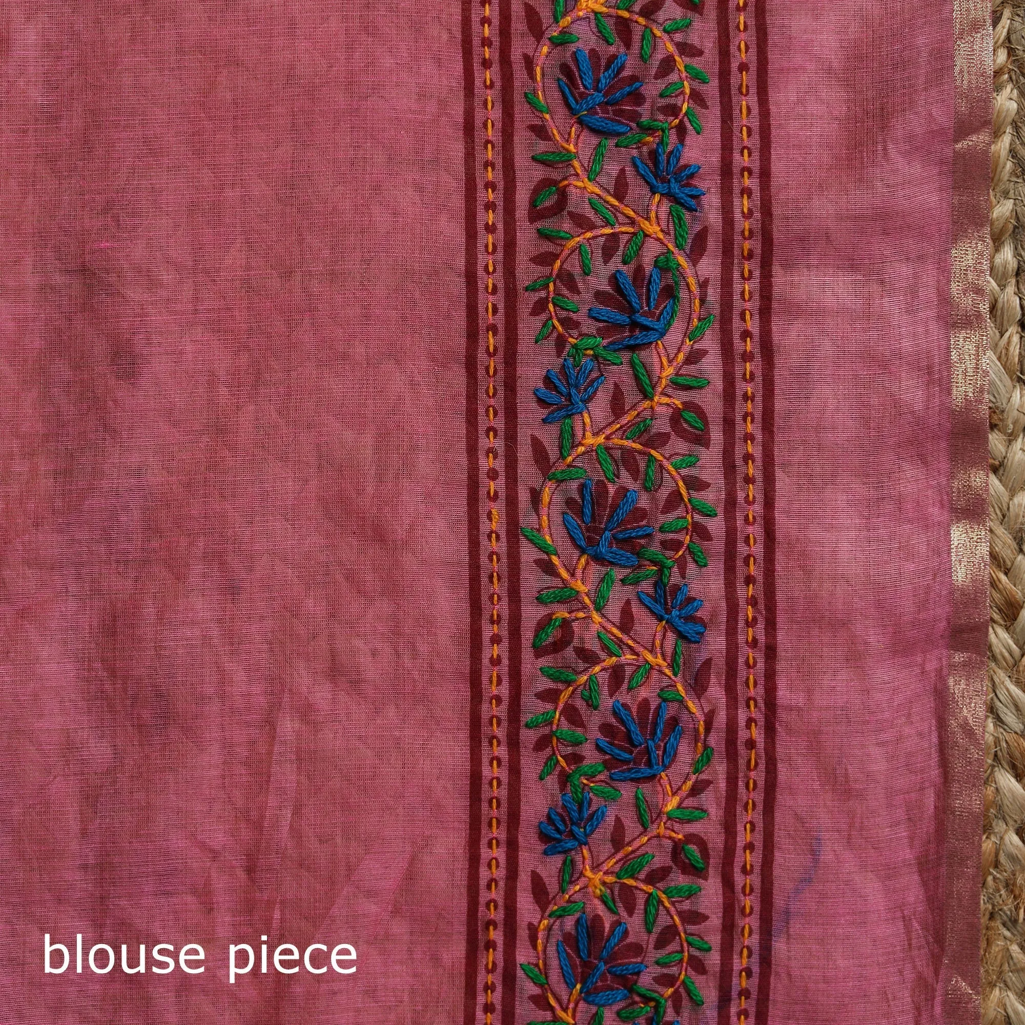 Pink - Bengal Hand Embroidery Silk Cotton Chapa Work Kantha Saree 37 sold by Itokri product image thumbnail 5
