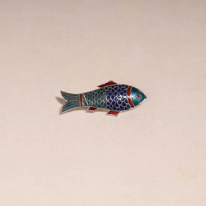 Blue - Handcrafted Paka Meenakari Saree Pin 237 made by Itokri