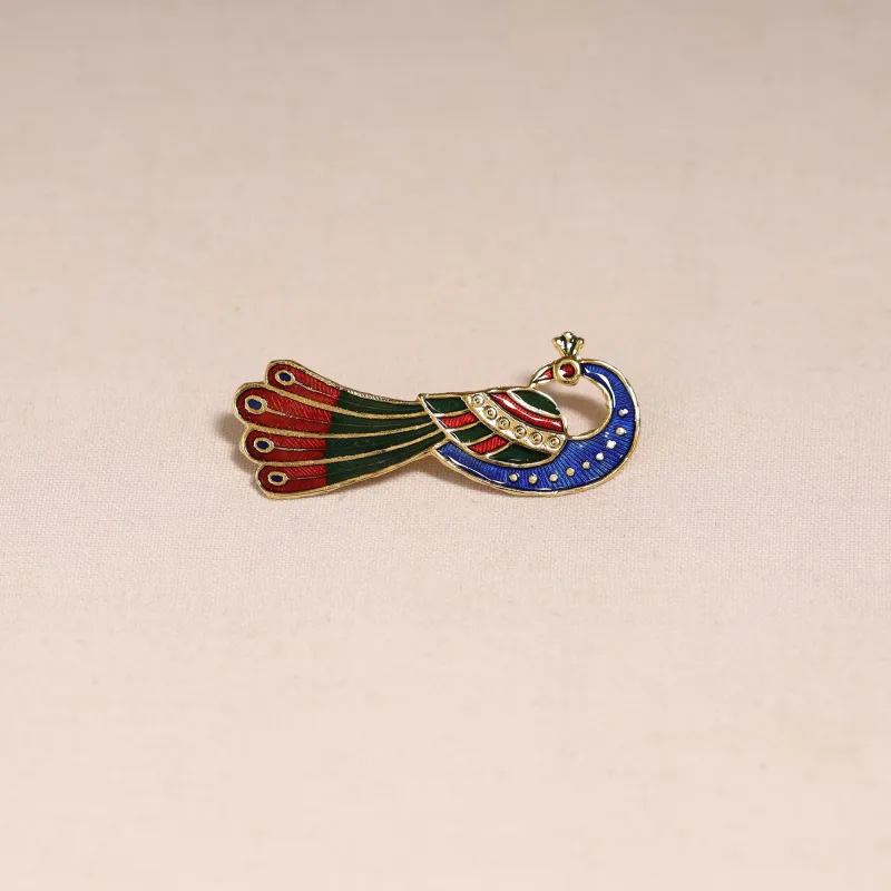 Blue - Handcrafted Paka Meenakari Saree Pin 235 made by Itokri