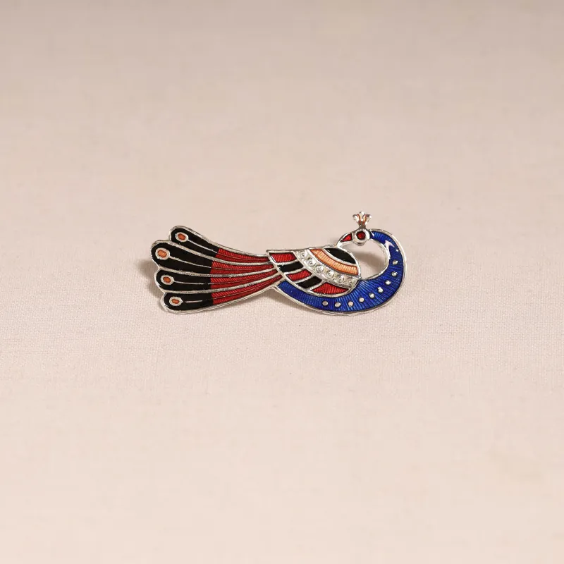 Blue - Handcrafted Paka Meenakari Saree Pin 234 made by Itokri