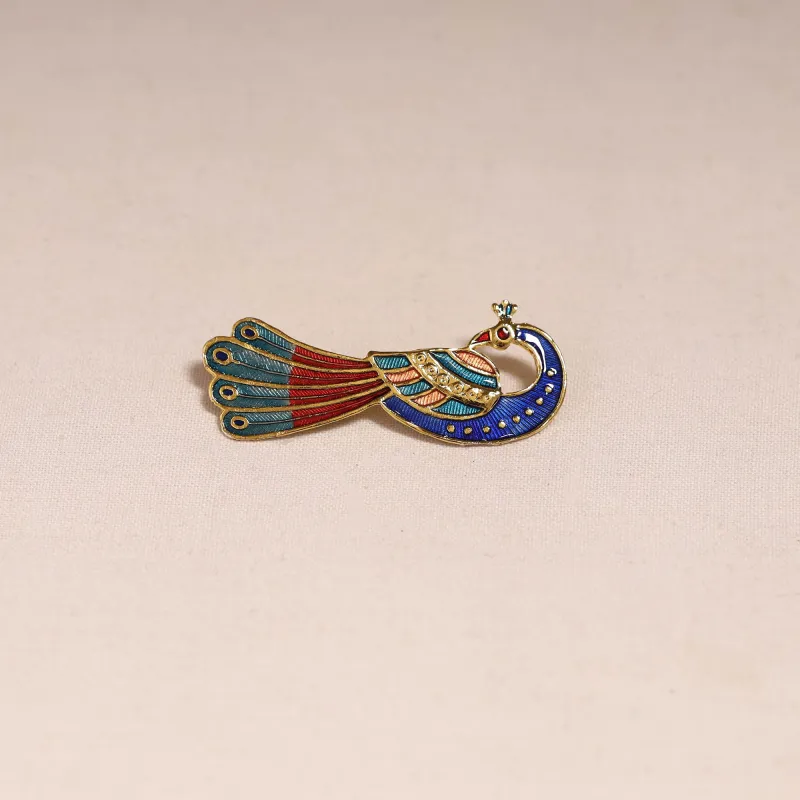 Blue - Handcrafted Paka Meenakari Saree Pin 232 made by Itokri