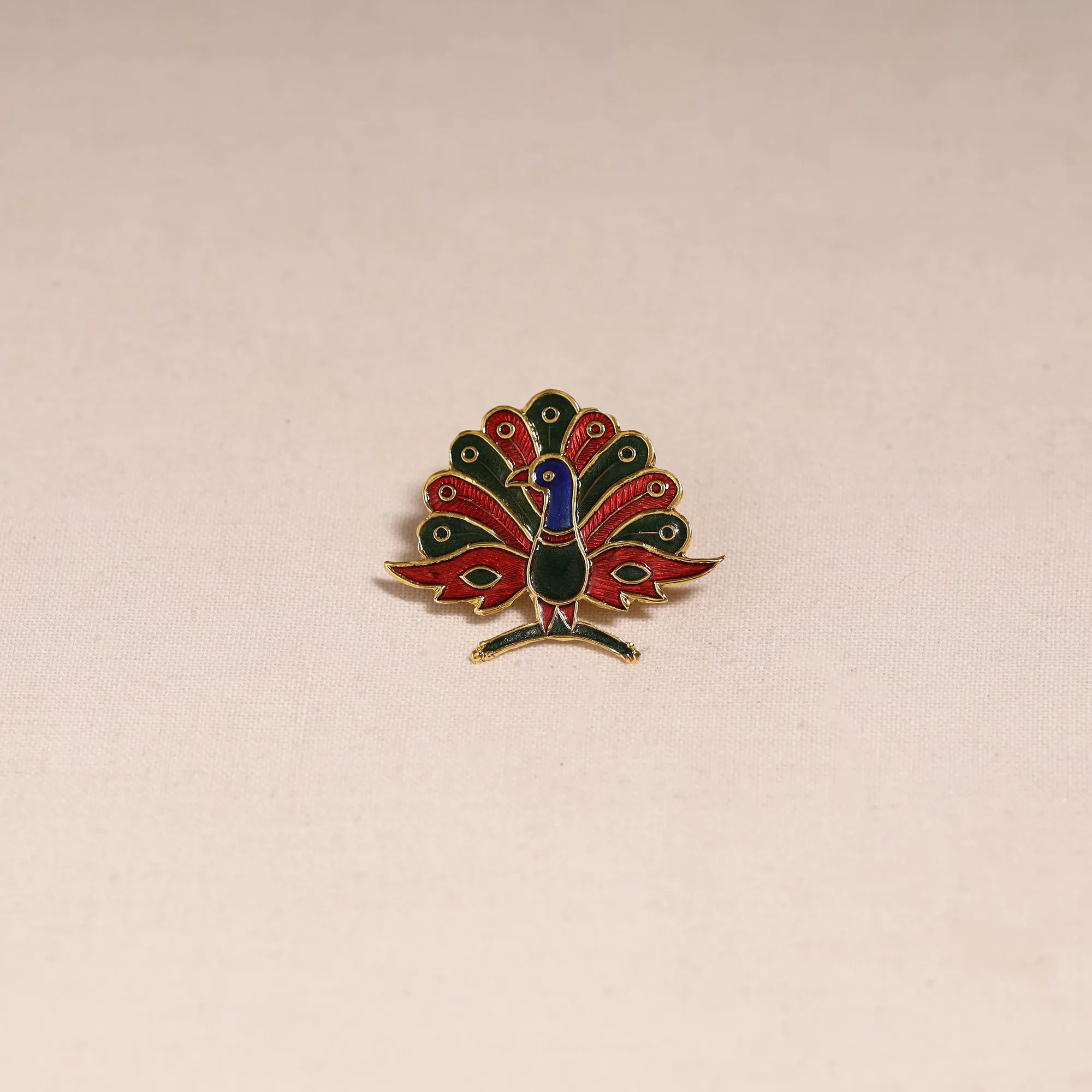 Red - Handcrafted Paka Meenakari Saree Pin 229 sold by Itokri