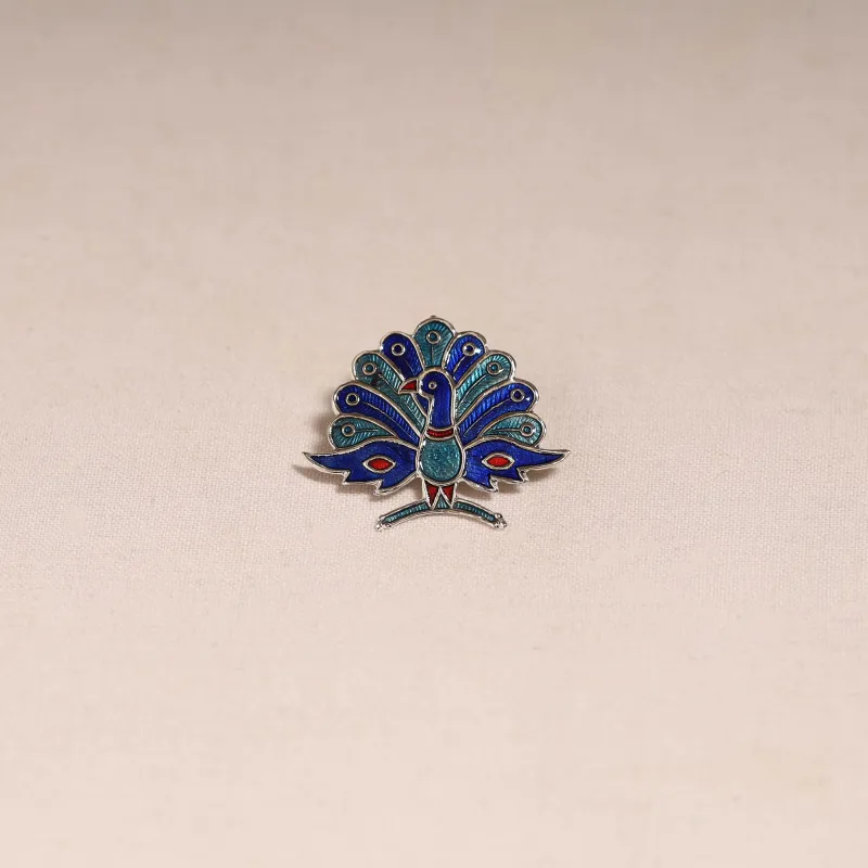 Blue - Handcrafted Paka Meenakari Saree Pin 227 made by Itokri