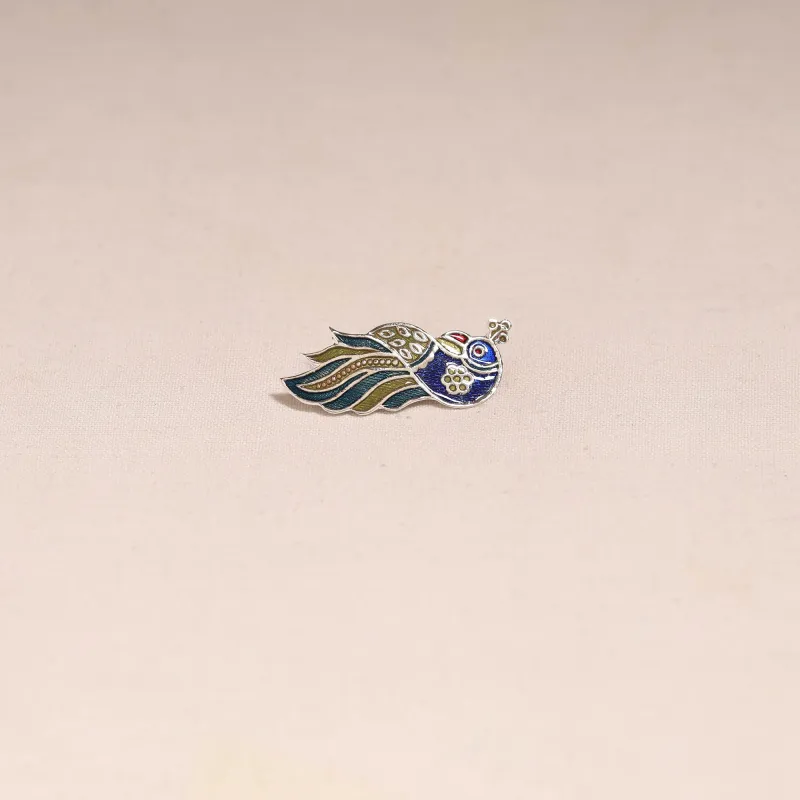 Blue - Handcrafted Paka Meenakari Saree Pin 213 made by Itokri