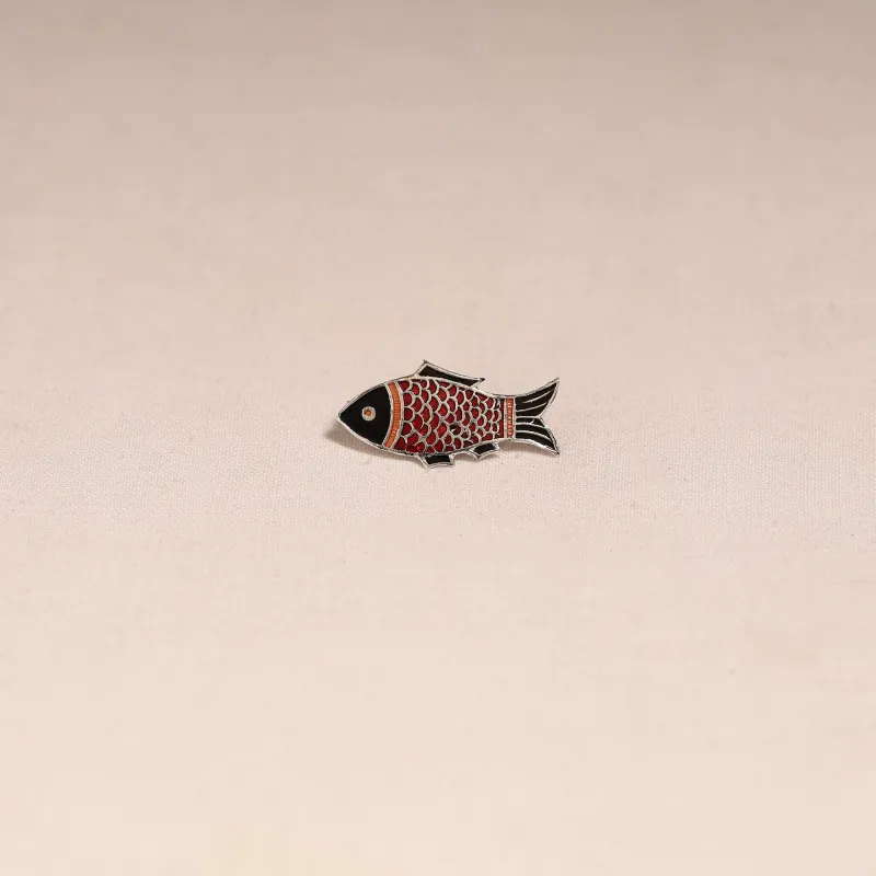 Red - Handcrafted Paka Meenakari Saree Pin 208 made by Itokri