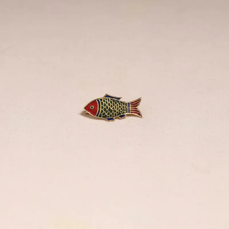 Red - Handcrafted Paka Meenakari Saree Pin 201 made by Itokri