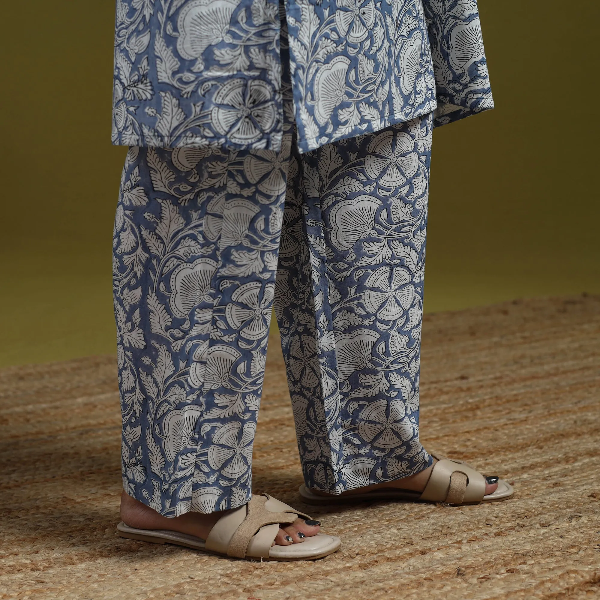 Blue - Floral Block Print Cotton Sanganeri Co-Ord Set 04 sold by Itokri product image thumbnail 4