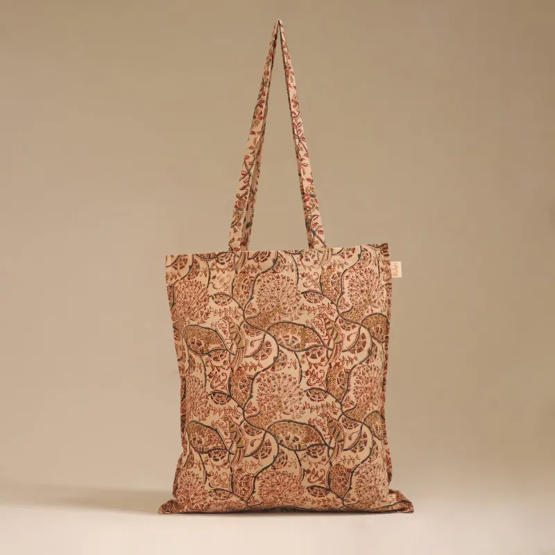 Beige - Handcrafted Fabric Jhola Bag 09 sold by Itokri