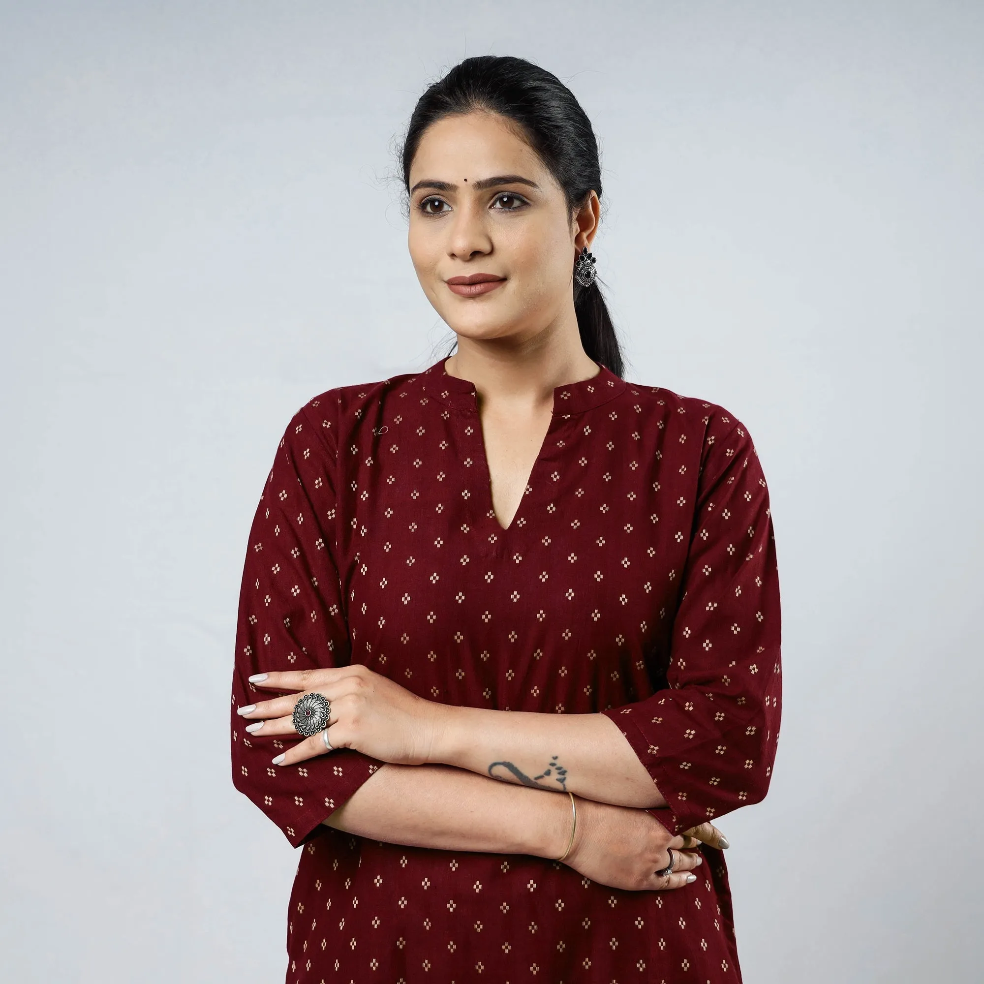 Purple - Cotton Straight Jacquard Kurta 02 sold by Itokri