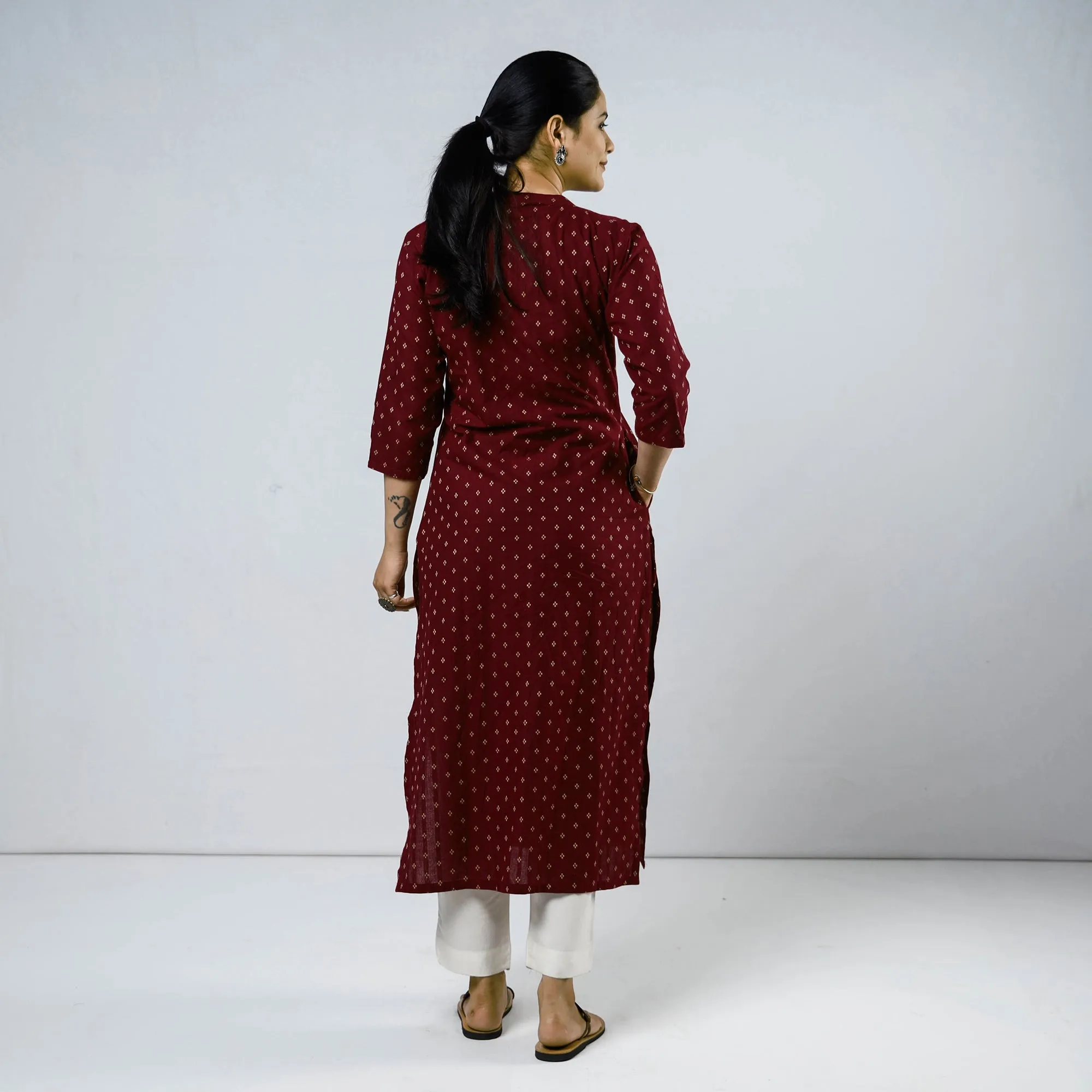 Purple - Cotton Straight Jacquard Kurta 02 sold by Itokri product image thumbnail 4