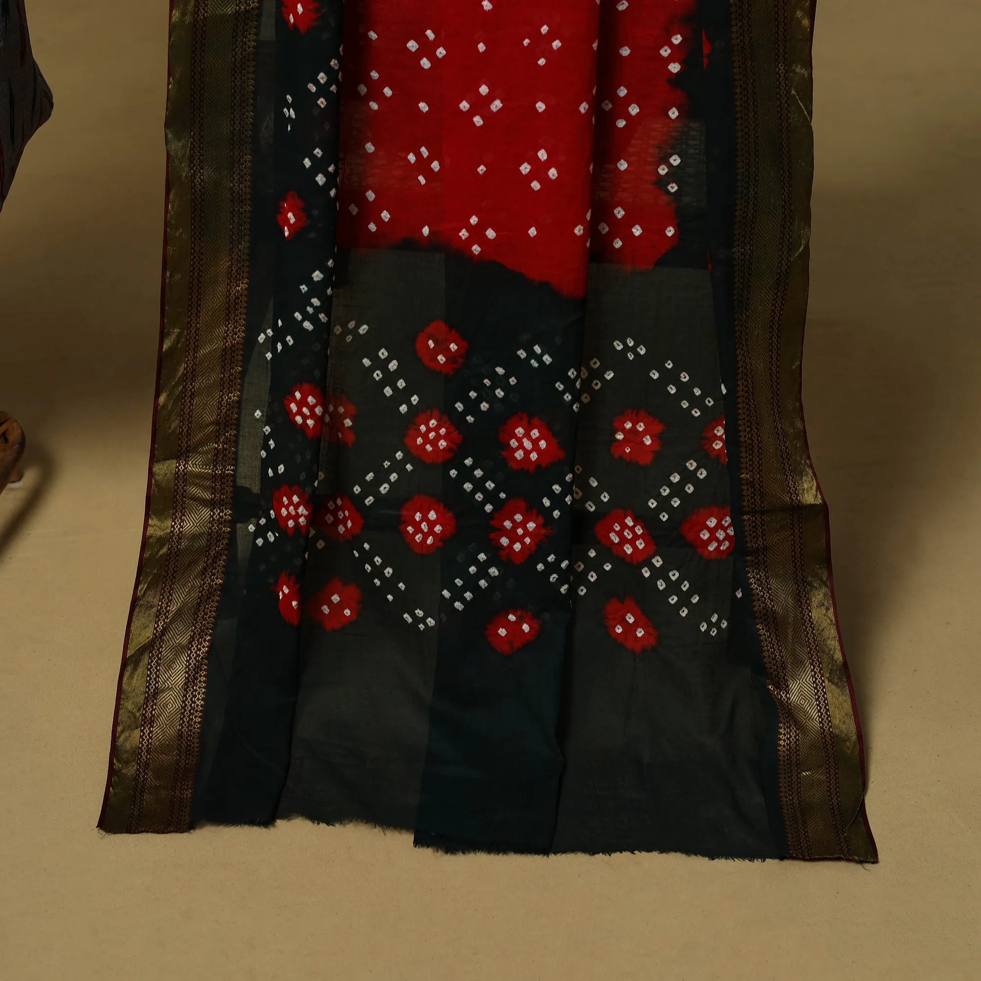 Grey - Pochampally Ikat Cotton 2pc Unstitched Dress Material with Earrings 18 sold by Itokri product image thumbnail 4