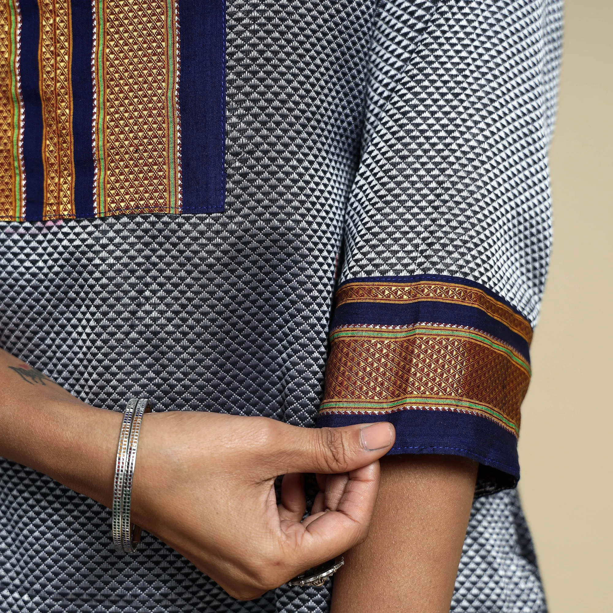 Grey - Khun Weave Cotton Straight Kurta sold by Itokri product image thumbnail 5