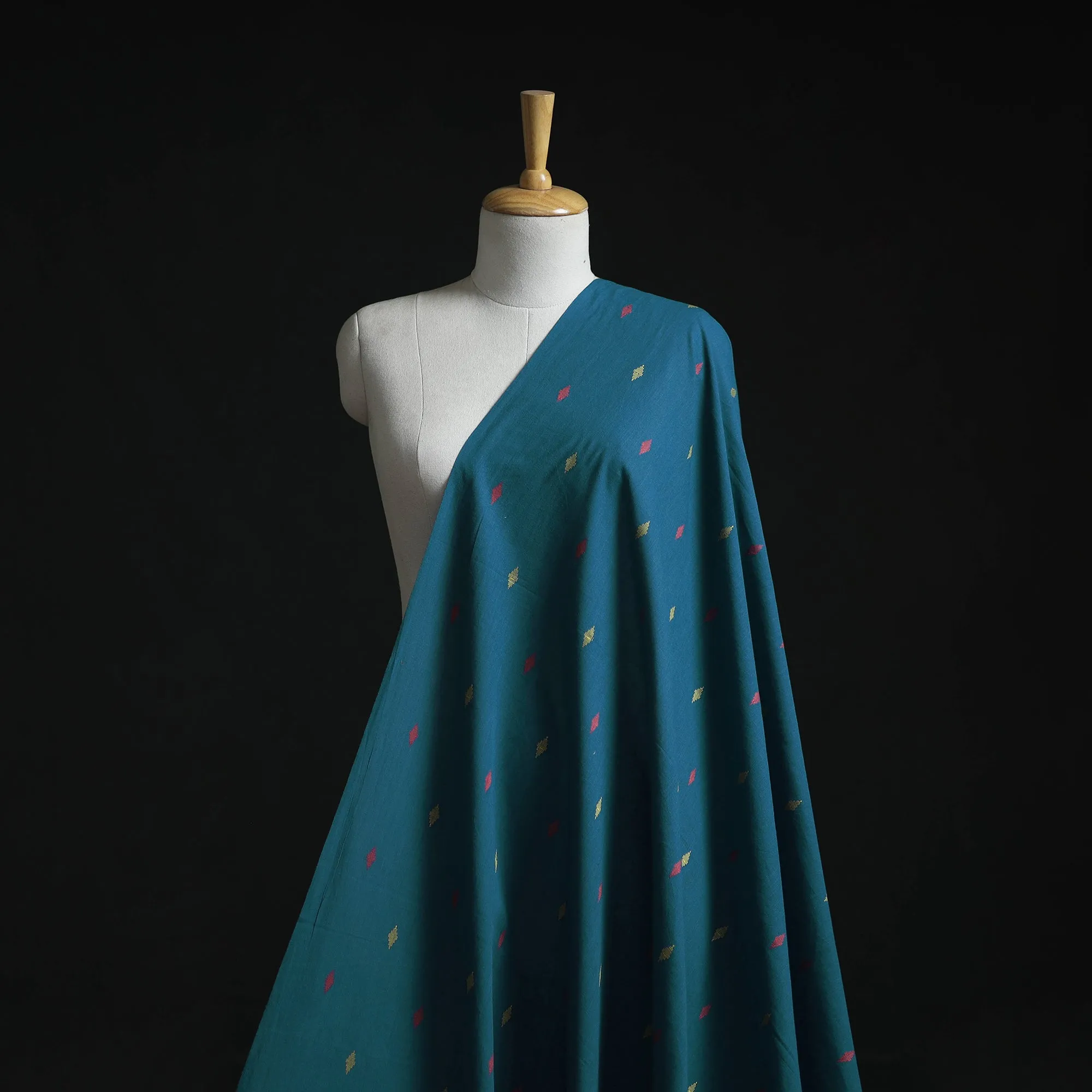 Blue - Prewashed Cotton Jacquard Fabric 15 sold by Itokri