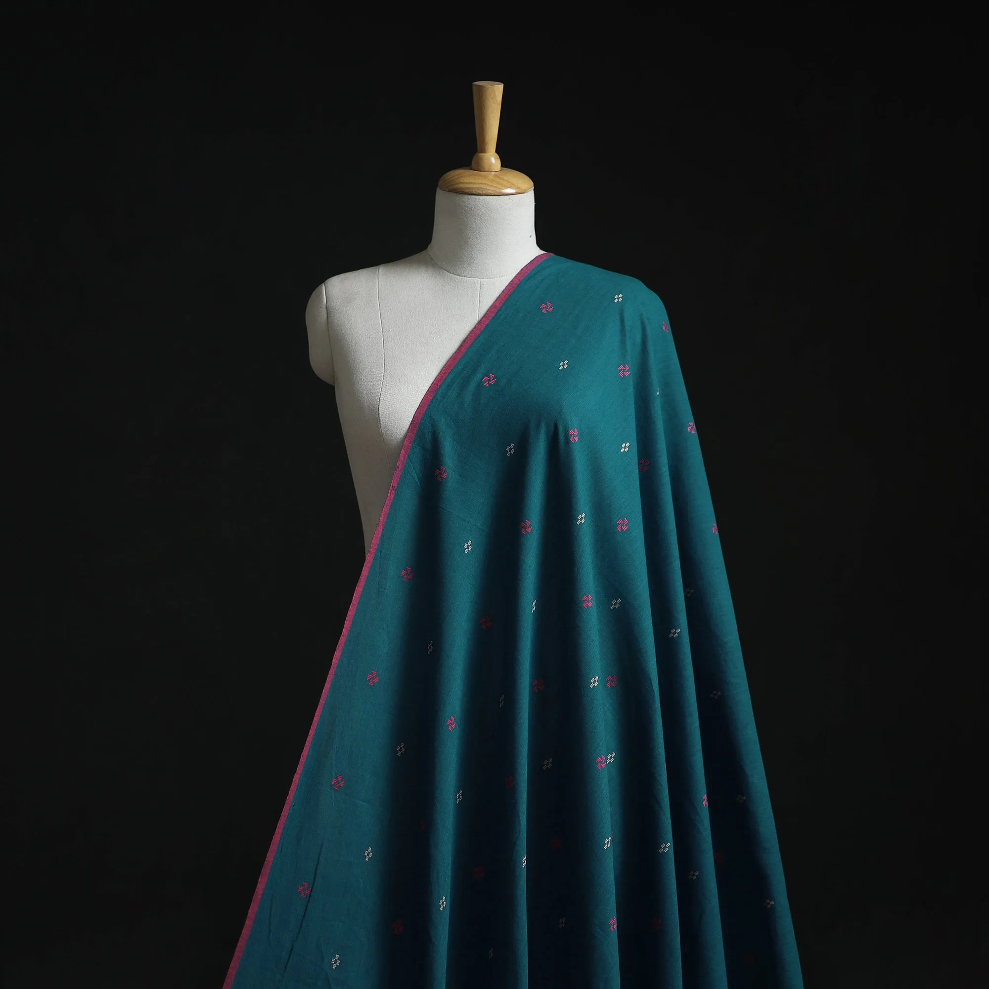 Blue - Prewashed Cotton Jacquard Fabric 10 sold by Itokri