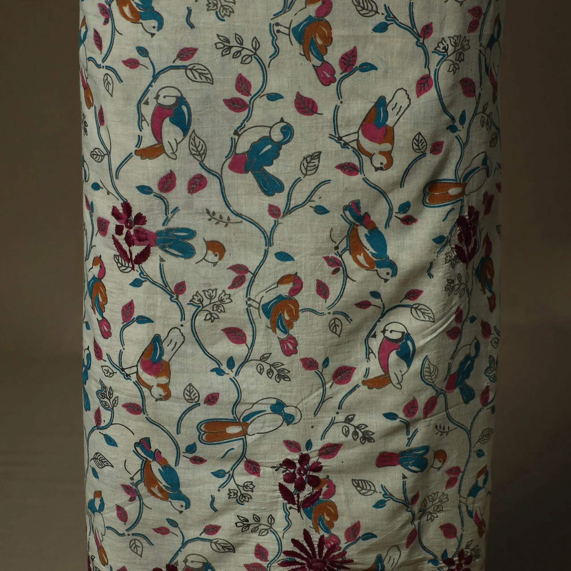 Grey - Lucknowi Chikankari Hand Work Kalamkari Unstitched Kurta Material (3M) 39 sold by Itokri product image thumbnail 4