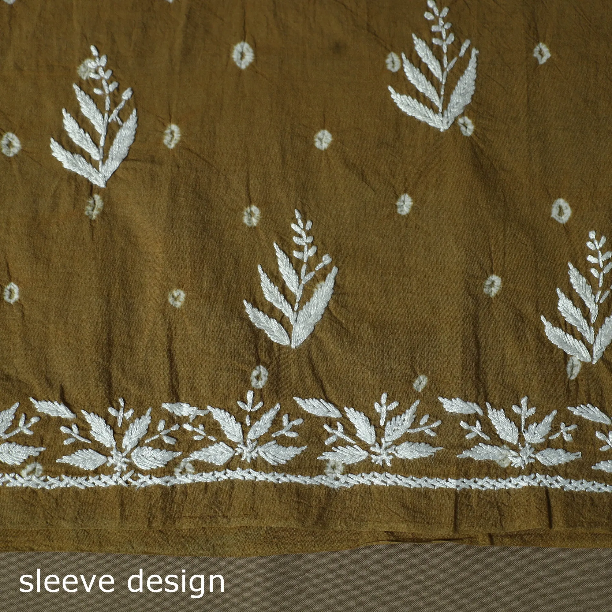 Lucknowi Chikankari Hand Work Bandhani Unstitched Kurta Material (3M) 15 sold by Itokri product image thumbnail 5