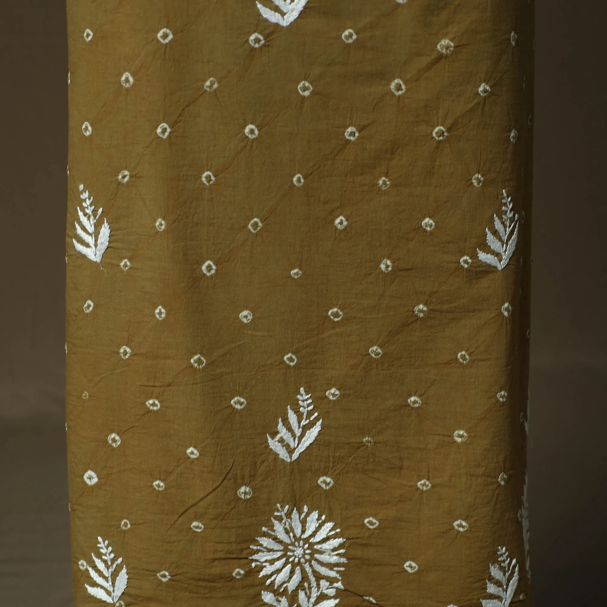 Lucknowi Chikankari Hand Work Bandhani Unstitched Kurta Material (3M) 15 sold by Itokri product image thumbnail 4