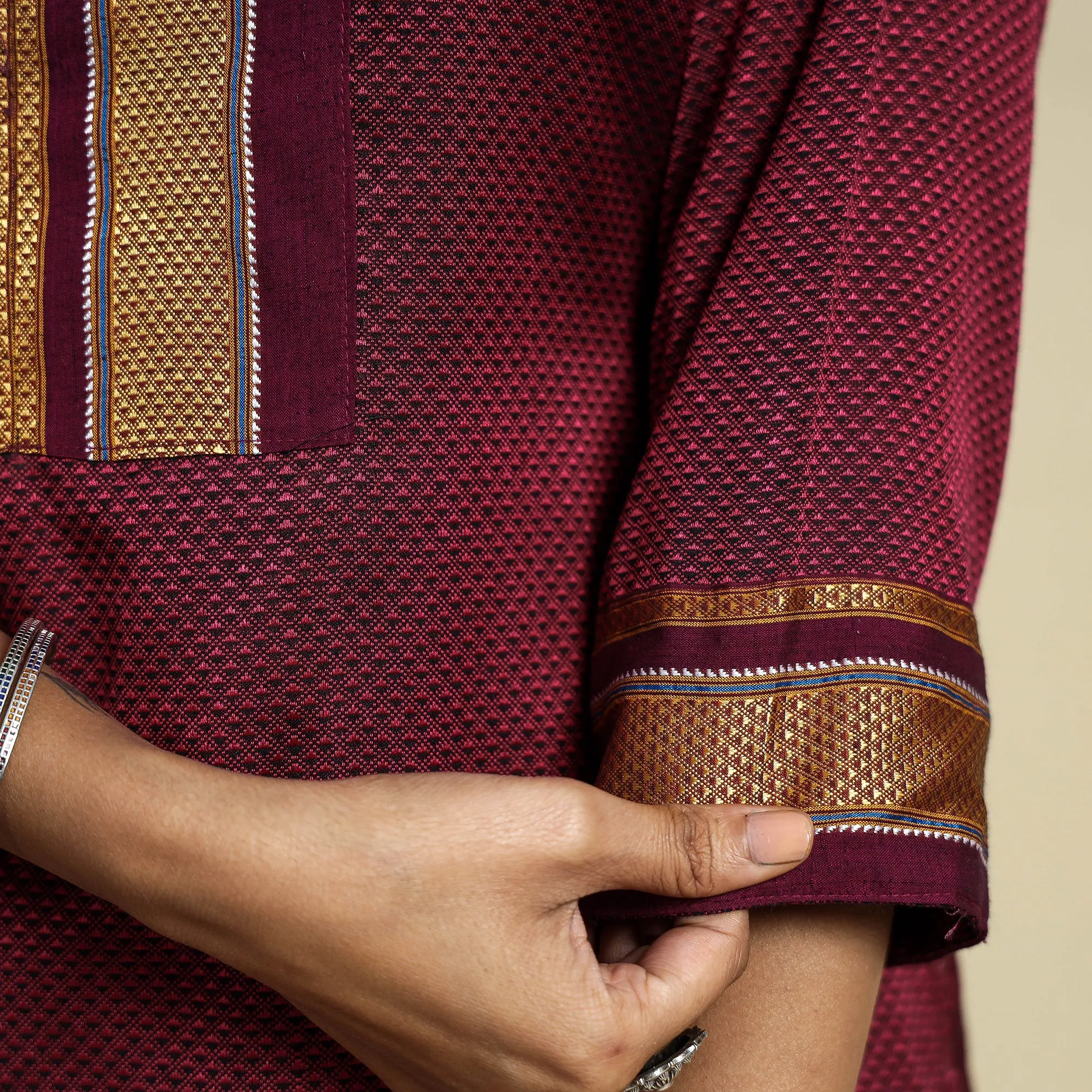 Pink - Khun Weave Cotton Straight Kurta sold by Itokri product image thumbnail 5