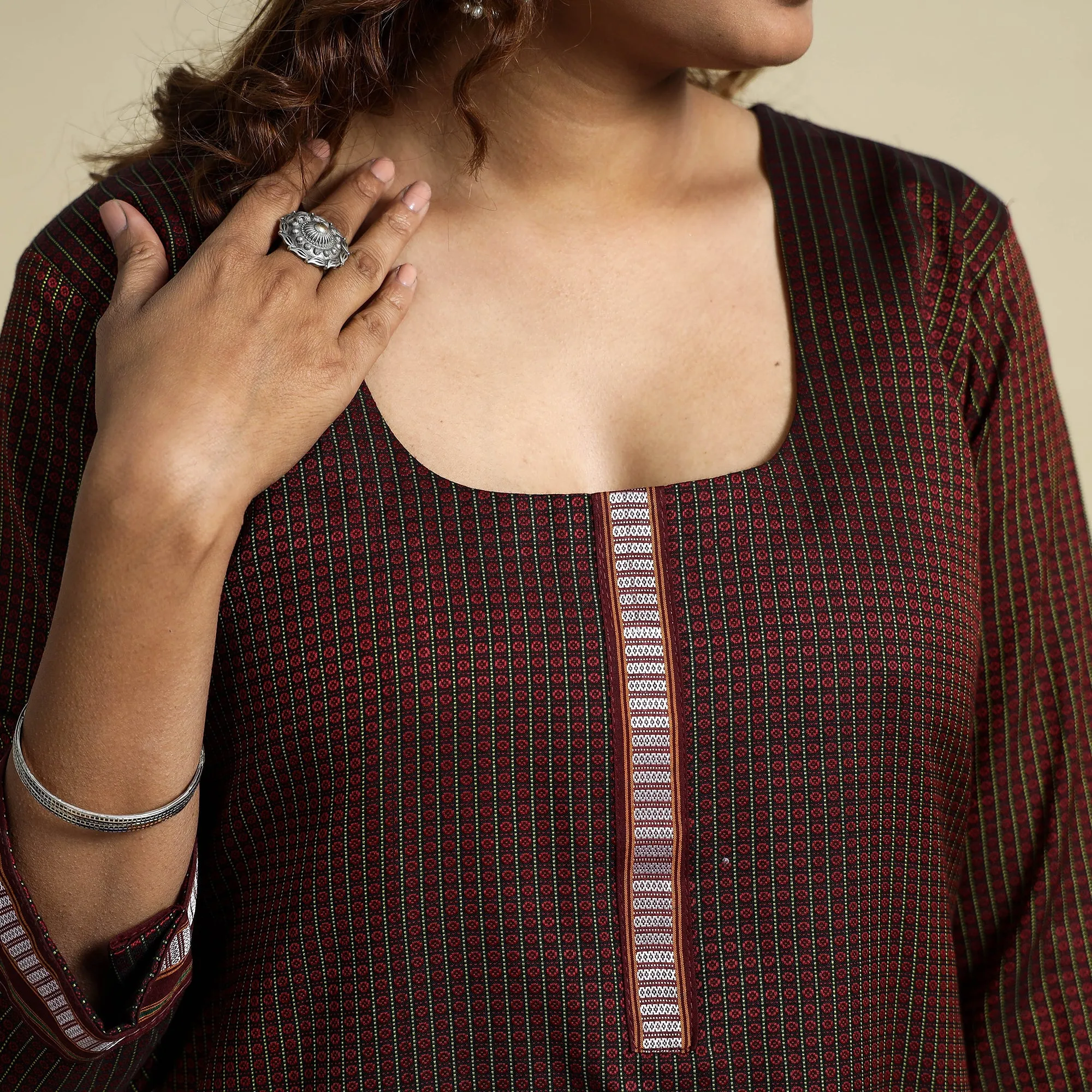 Brown - Khun Weave Cotton Straight Kurta sold by Itokri product image thumbnail 4