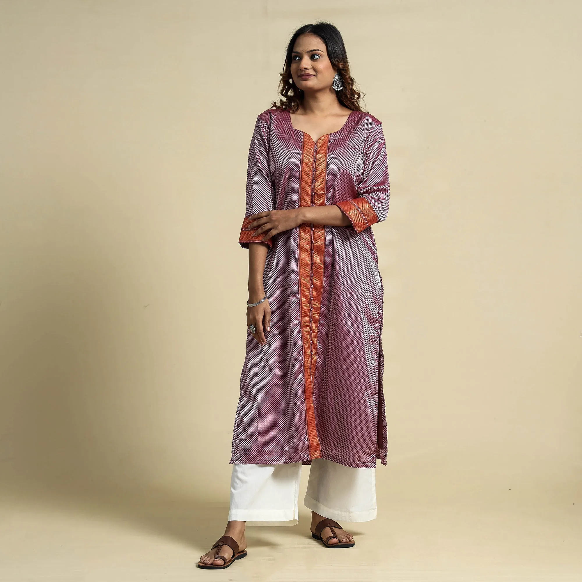 Purple - Khun Weave Cotton Straight Kurta sold by Itokri product image thumbnail 3