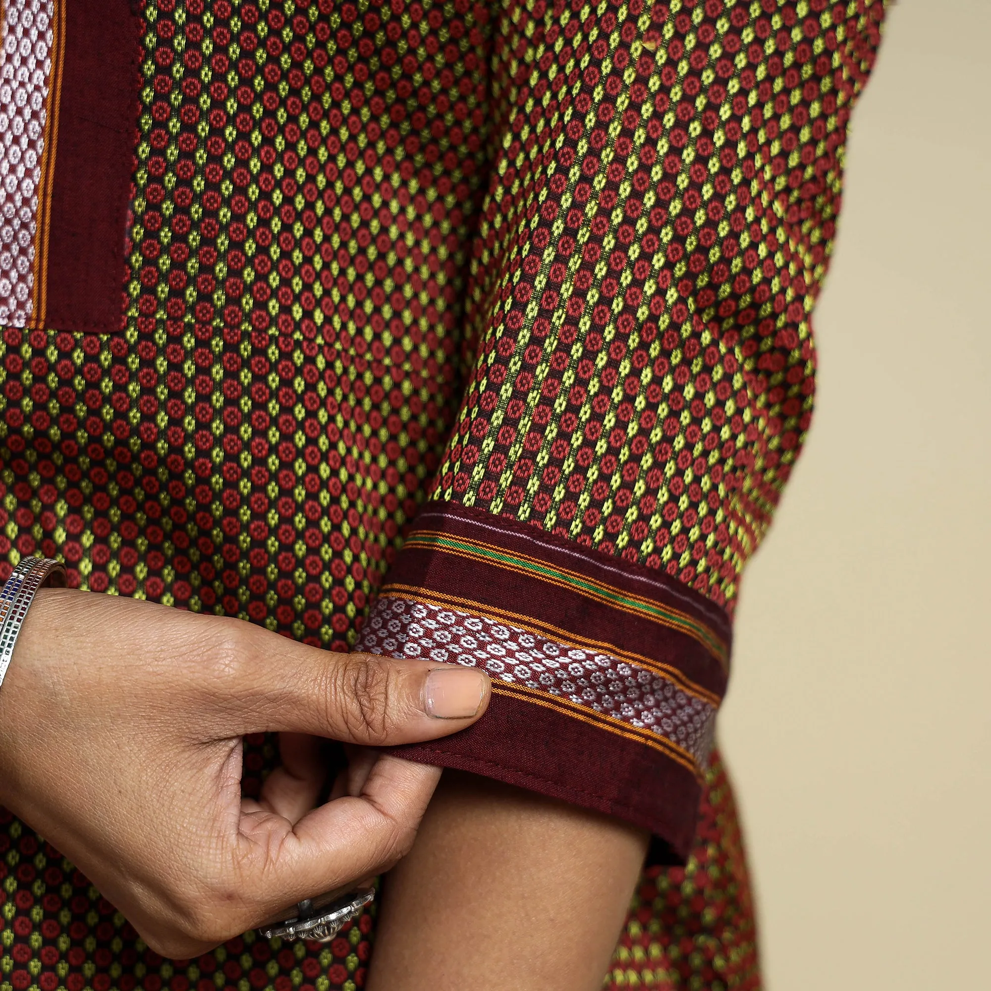 Maroon - Khun Weave Cotton Straight Kurta sold by Itokri product image thumbnail 5