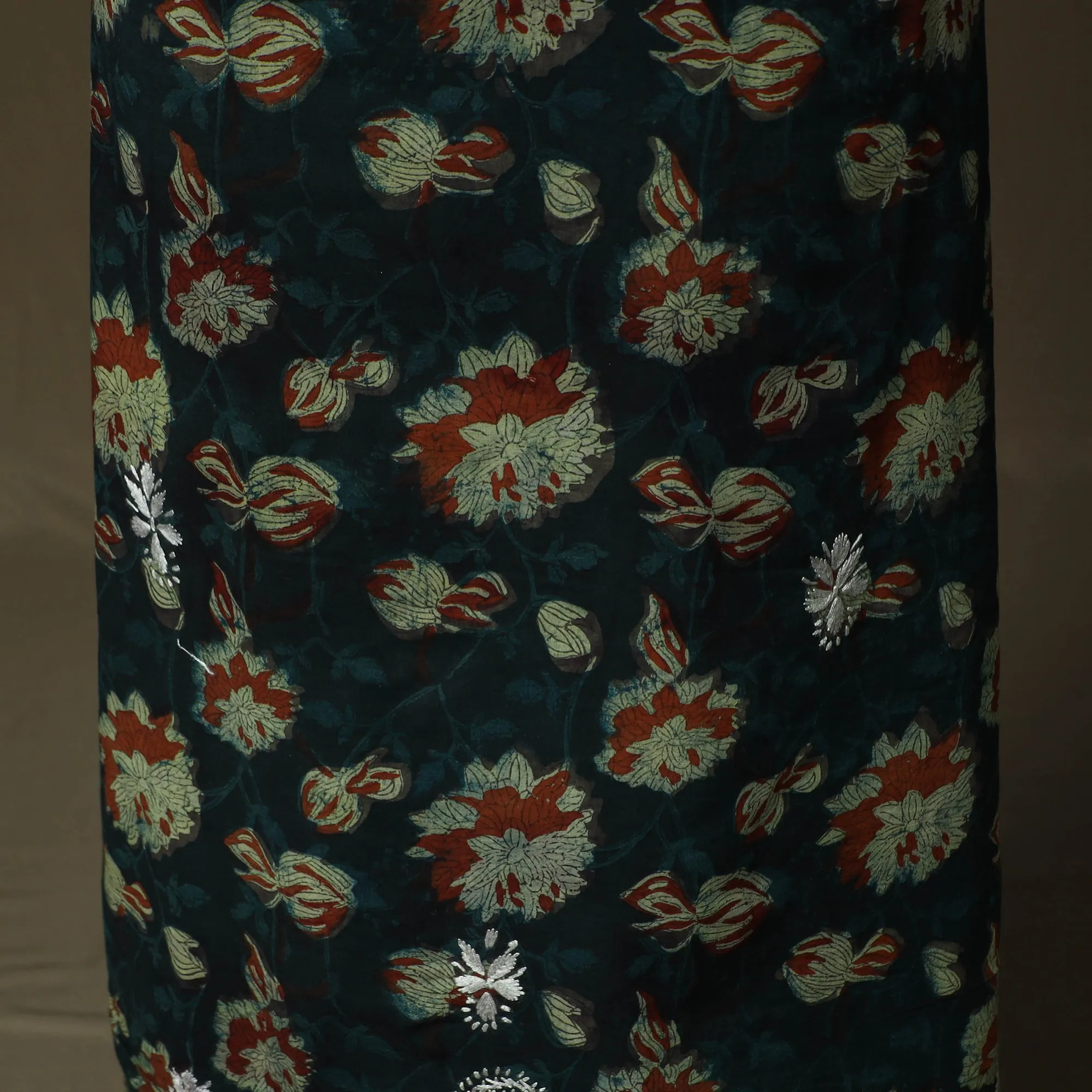 Blue - Lucknowi Chikankari Hand Work Bagru Block Print Unstitched Kurta Material (2.5M) 06 sold by Itokri product image thumbnail 4
