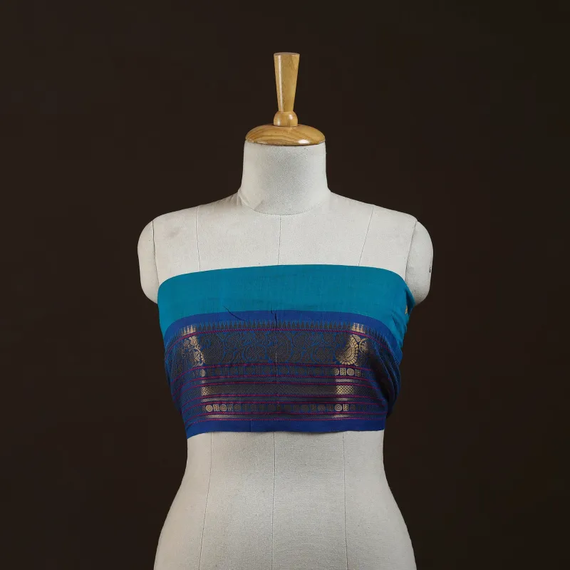 Blue - Kanchipuram Cotton Blouse Piece 06 made by Itokri