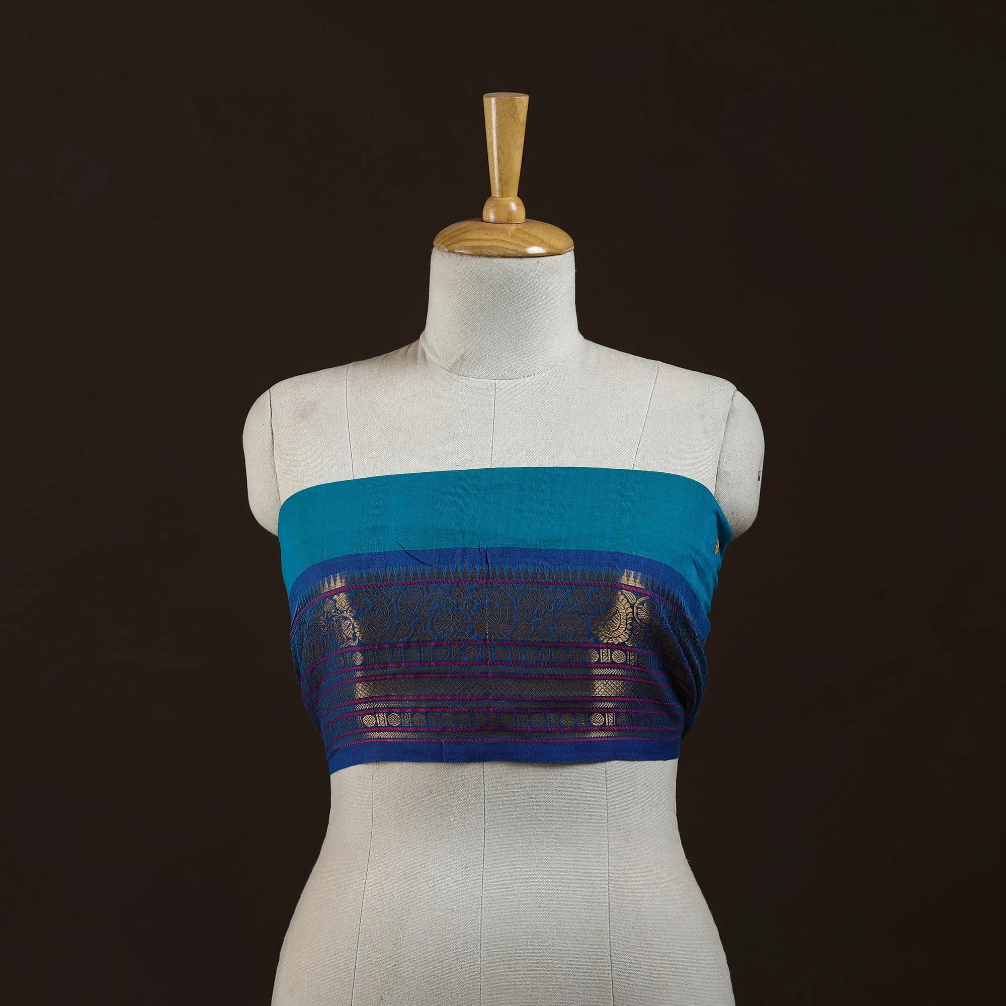 Blue - Kanchipuram Cotton Blouse Piece 06 sold by Itokri