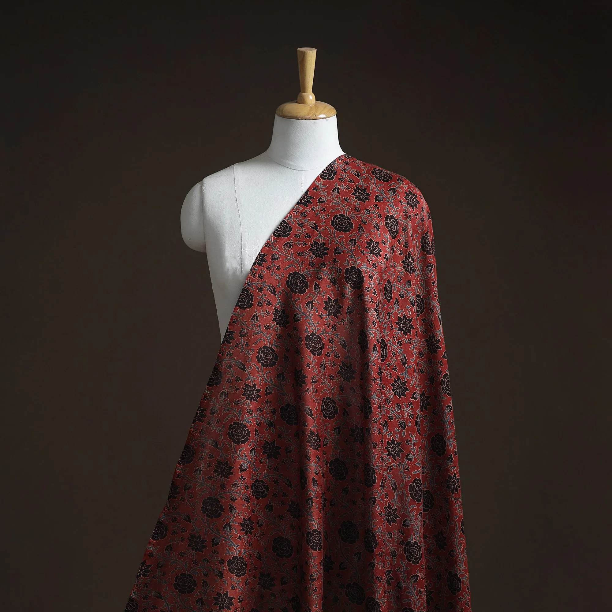 Red - Natural Dyed Chanderi Silk Kutch Hand Block Ajrakh Print Fabric 10 sold by Itokri