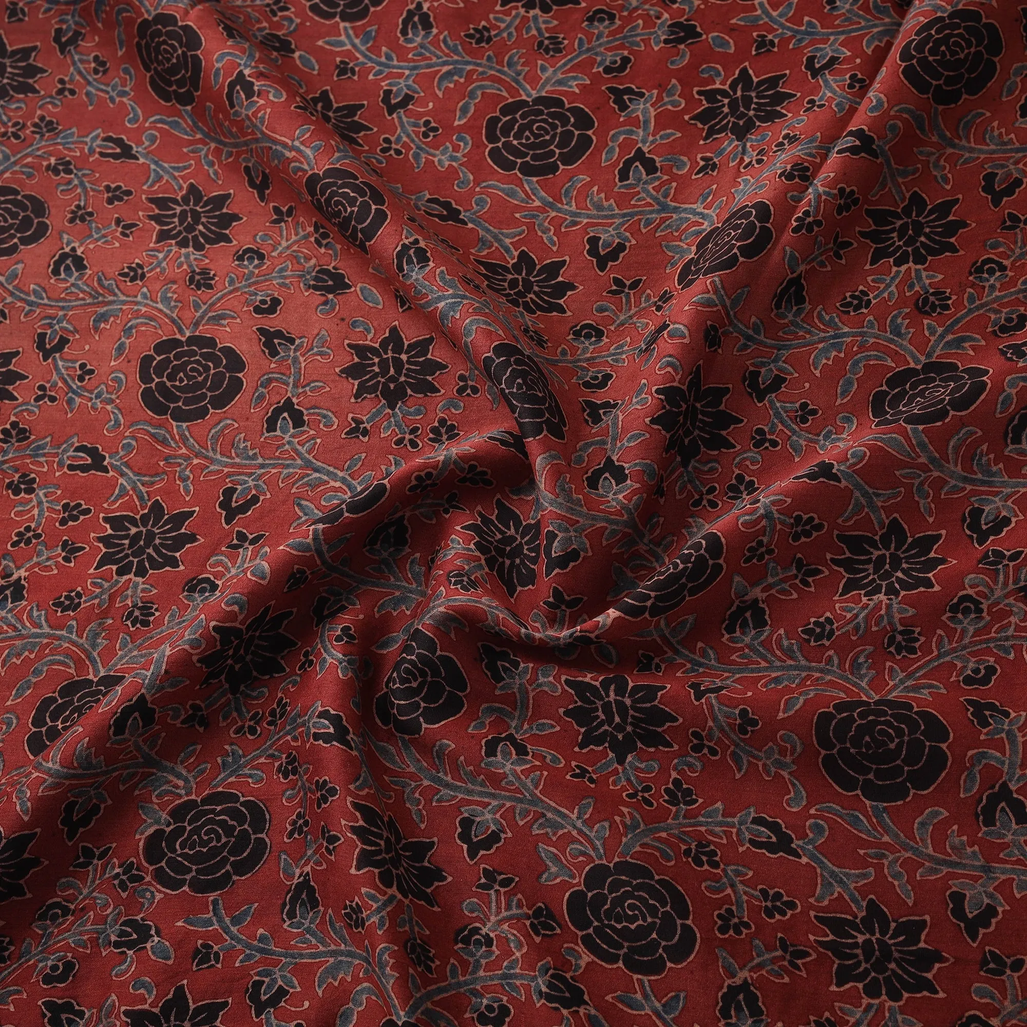 Red - Natural Dyed Chanderi Silk Kutch Hand Block Ajrakh Print Fabric 10 sold by Itokri product image thumbnail 3