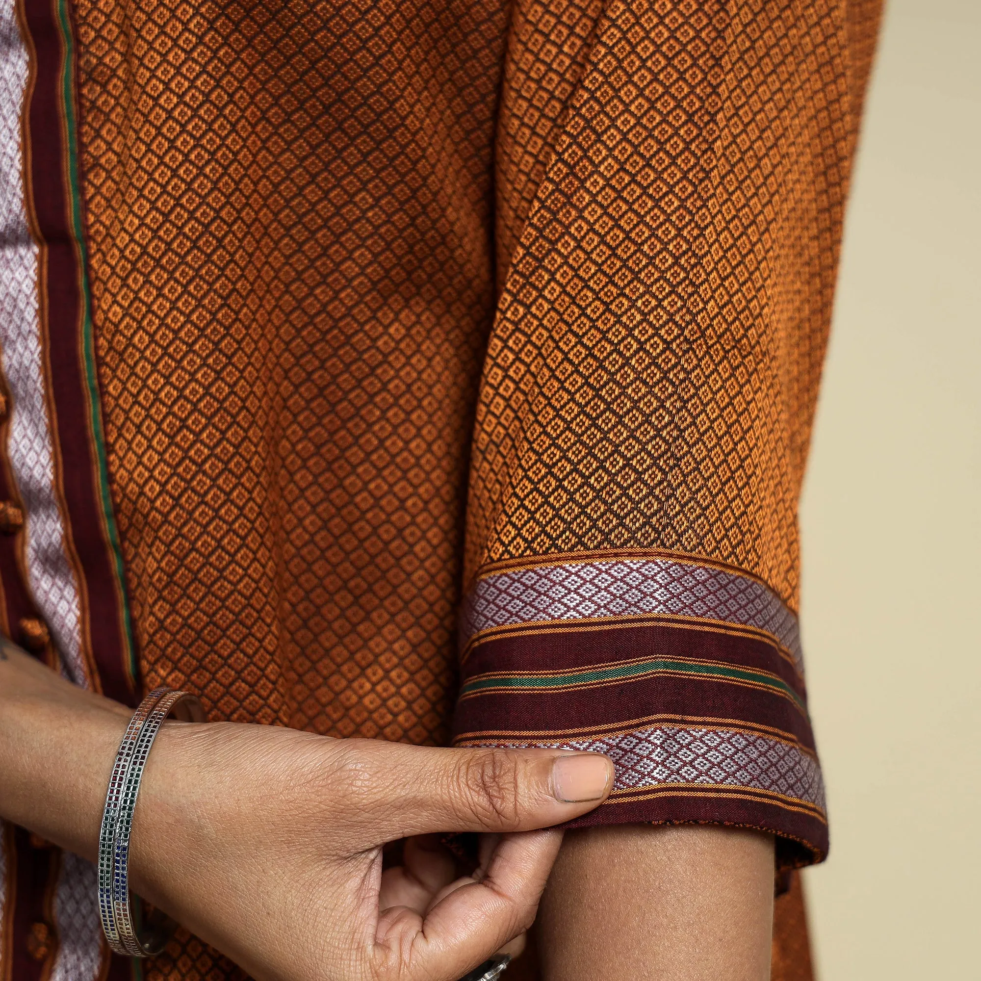 Brown - Khun Weave Cotton Straight Kurta sold by Itokri product image thumbnail 5