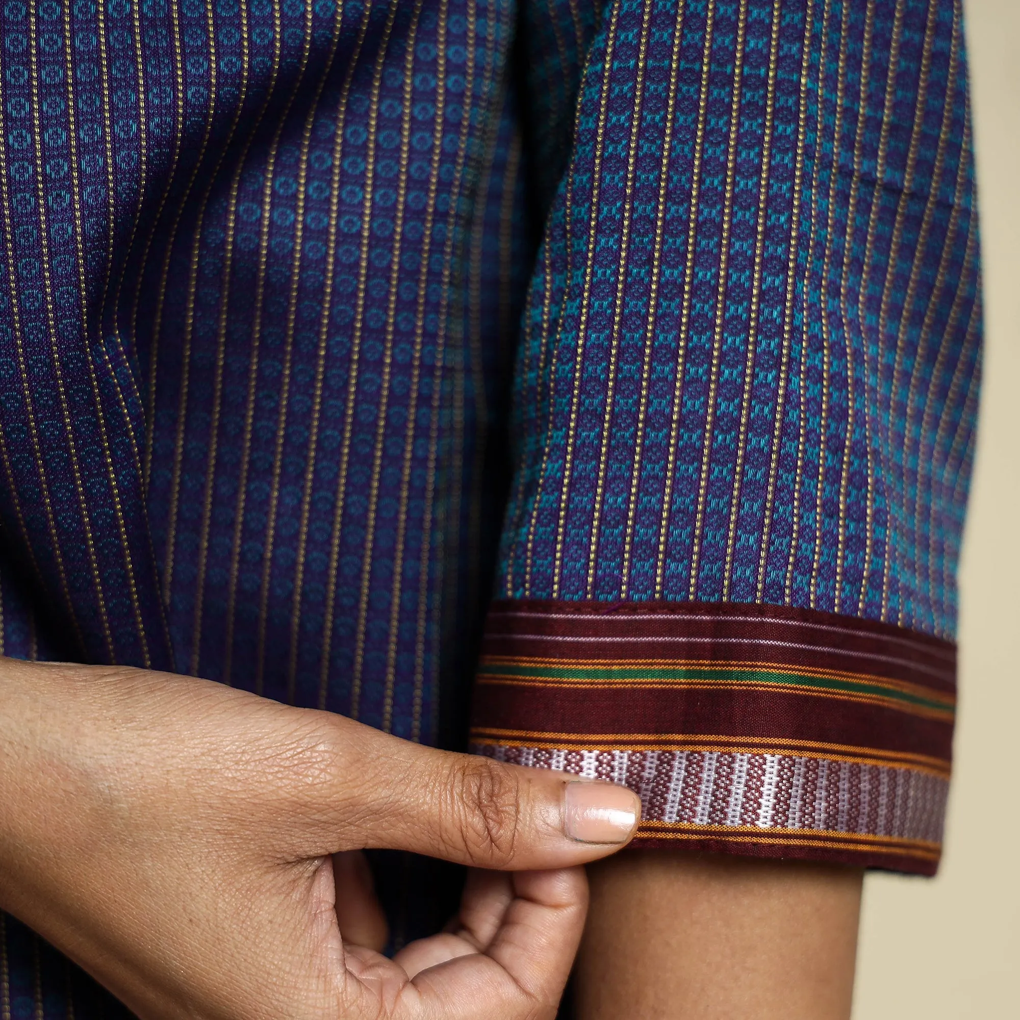 Blue - Khun Weave Cotton Straight Kurta sold by Itokri product image thumbnail 5