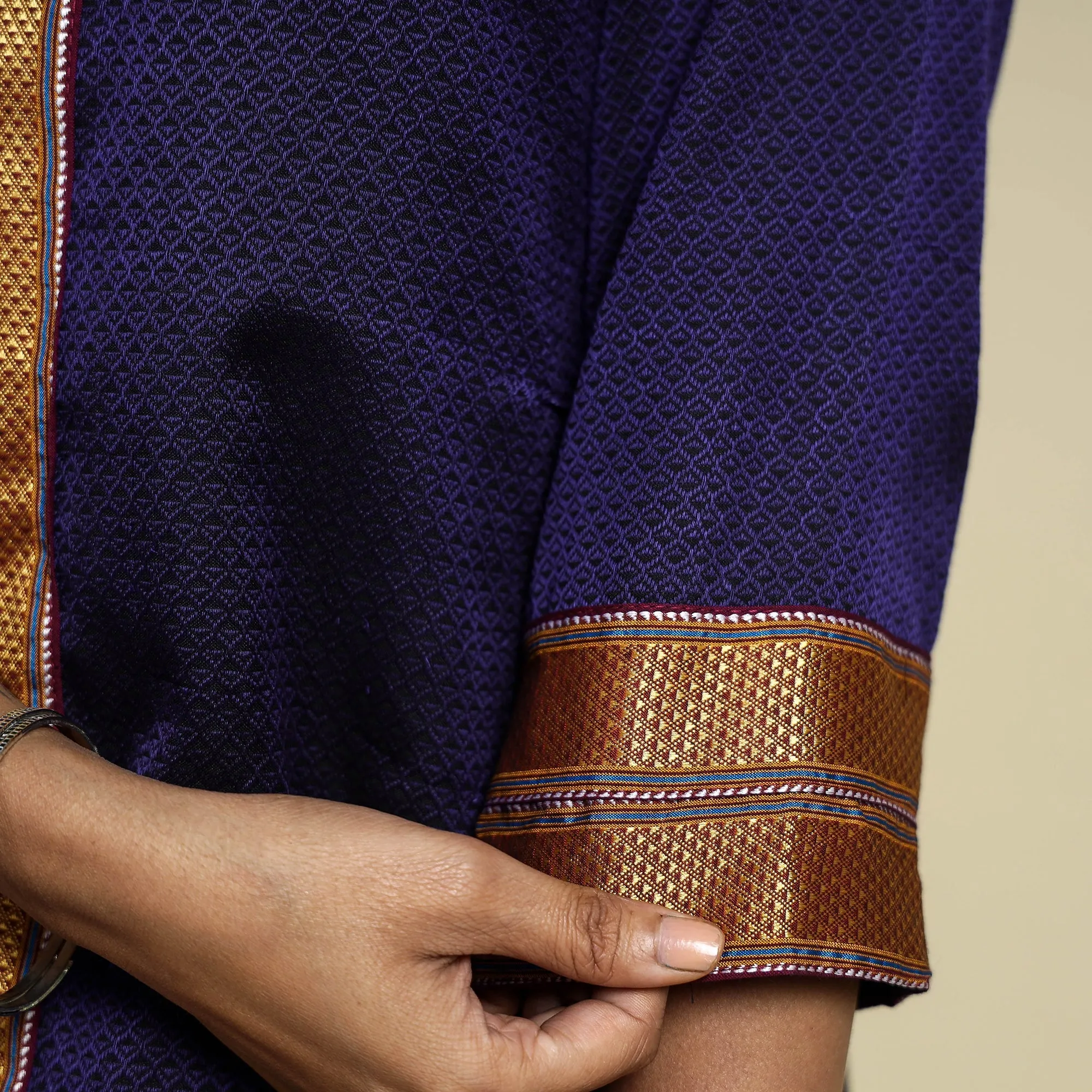 Blue - Violet - Khun Weave Cotton Straight Kurta sold by Itokri product image thumbnail 5