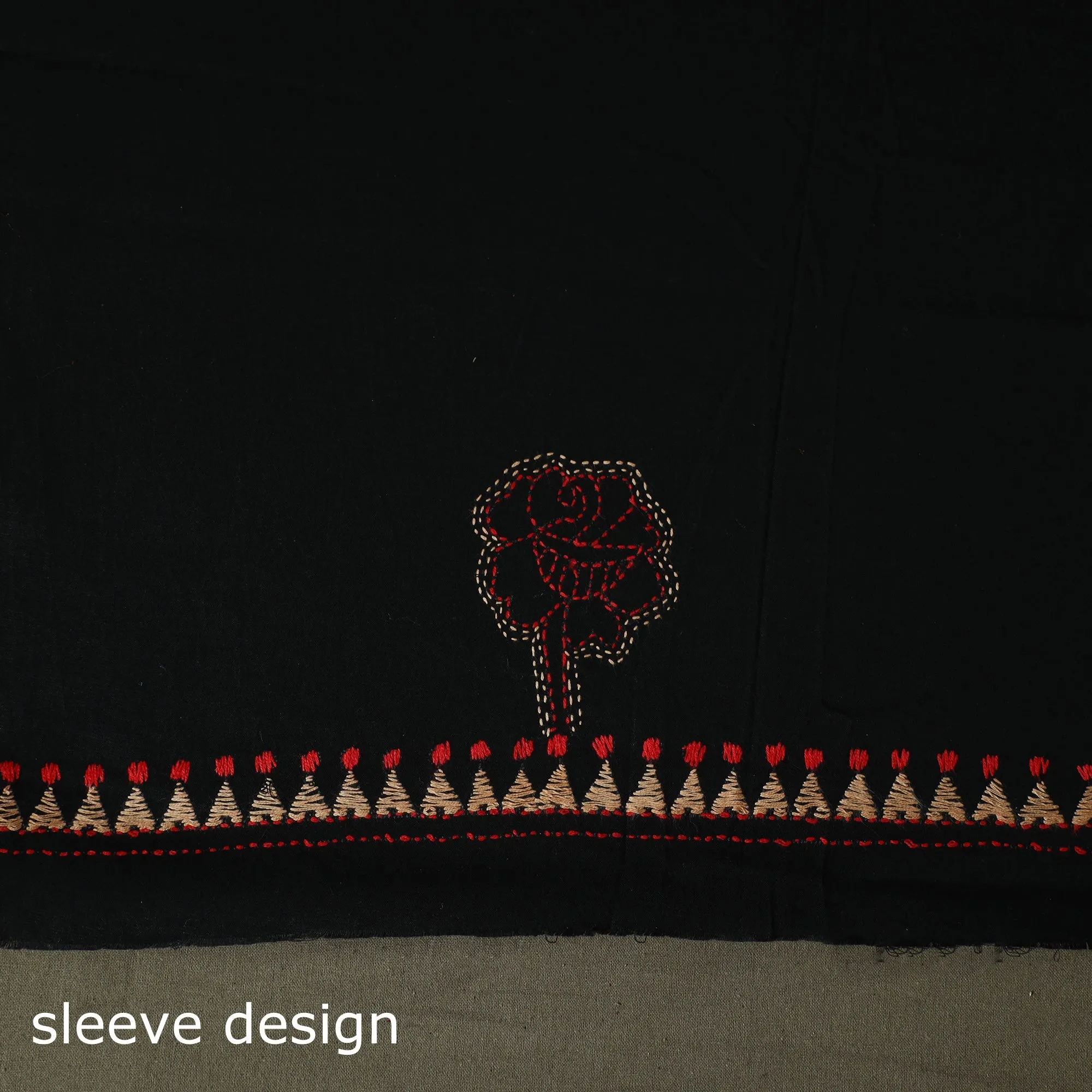 Black - Bengal Kantha Hand Embroidered Cotton Unstitched Kurta Material (2.85M) 50 sold by Itokri product image thumbnail 5
