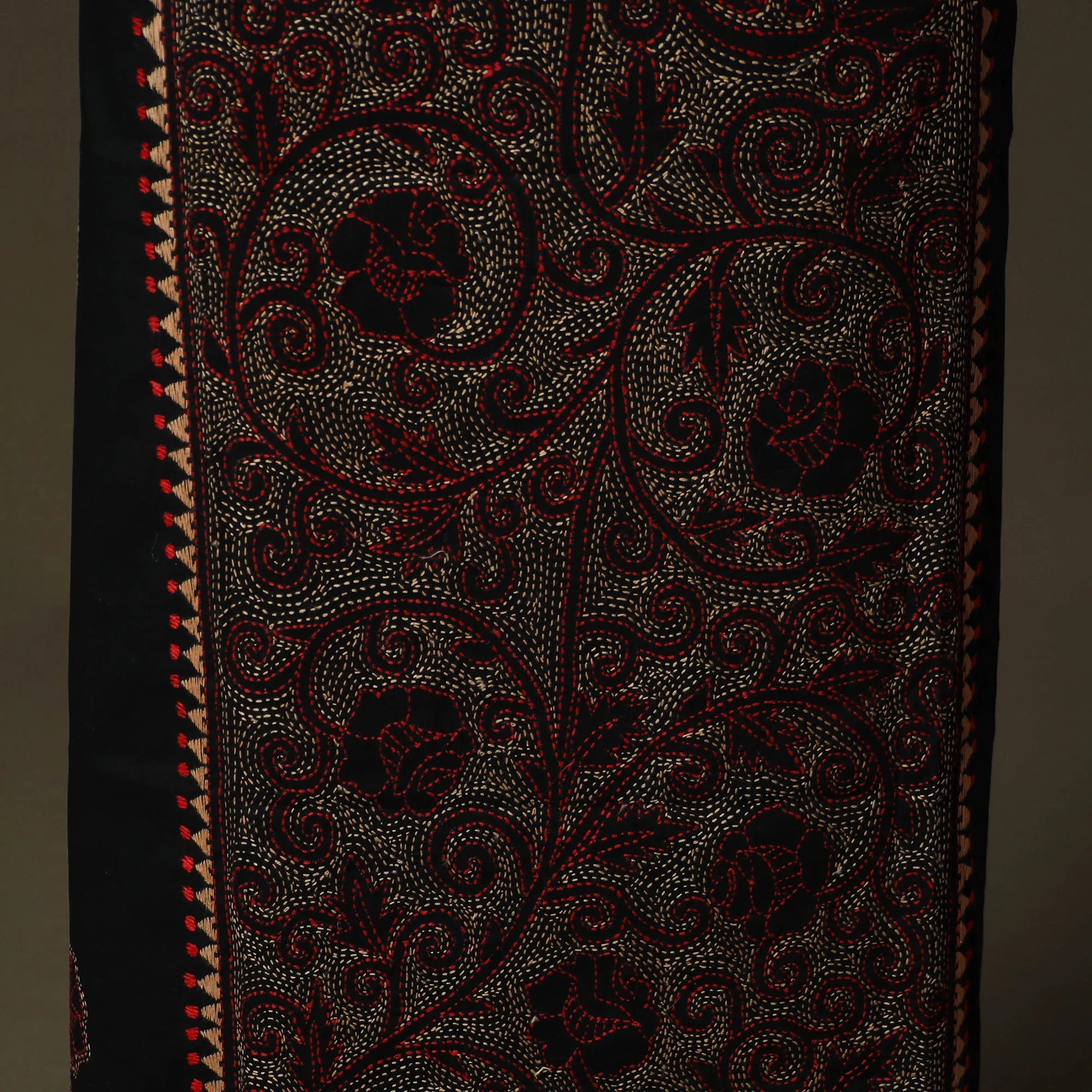 Black - Bengal Kantha Hand Embroidered Cotton Unstitched Kurta Material (2.85M) 50 sold by Itokri product image thumbnail 4