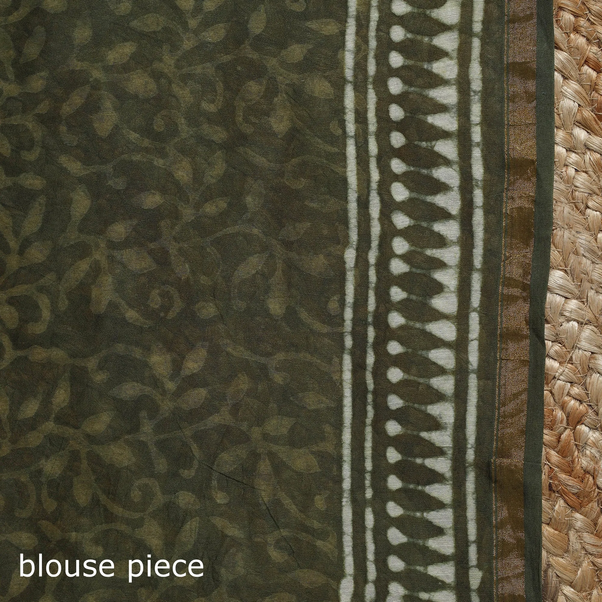 Green - Chanderi Silk Hand Block Batik Print Saree 81 sold by Itokri product image thumbnail 5