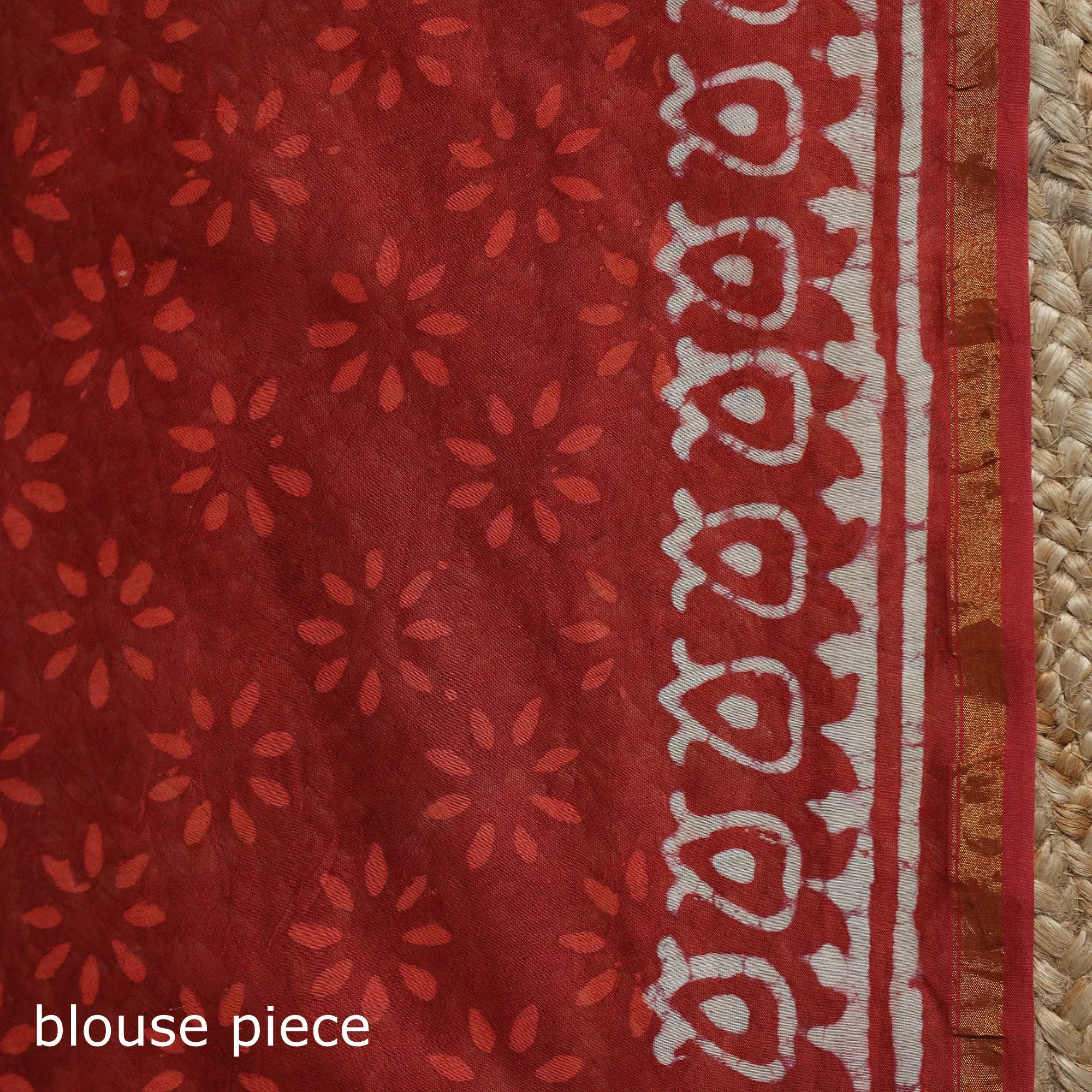 Red - Chanderi Silk Hand Block Batik Print Saree 77 sold by Itokri product image thumbnail 5