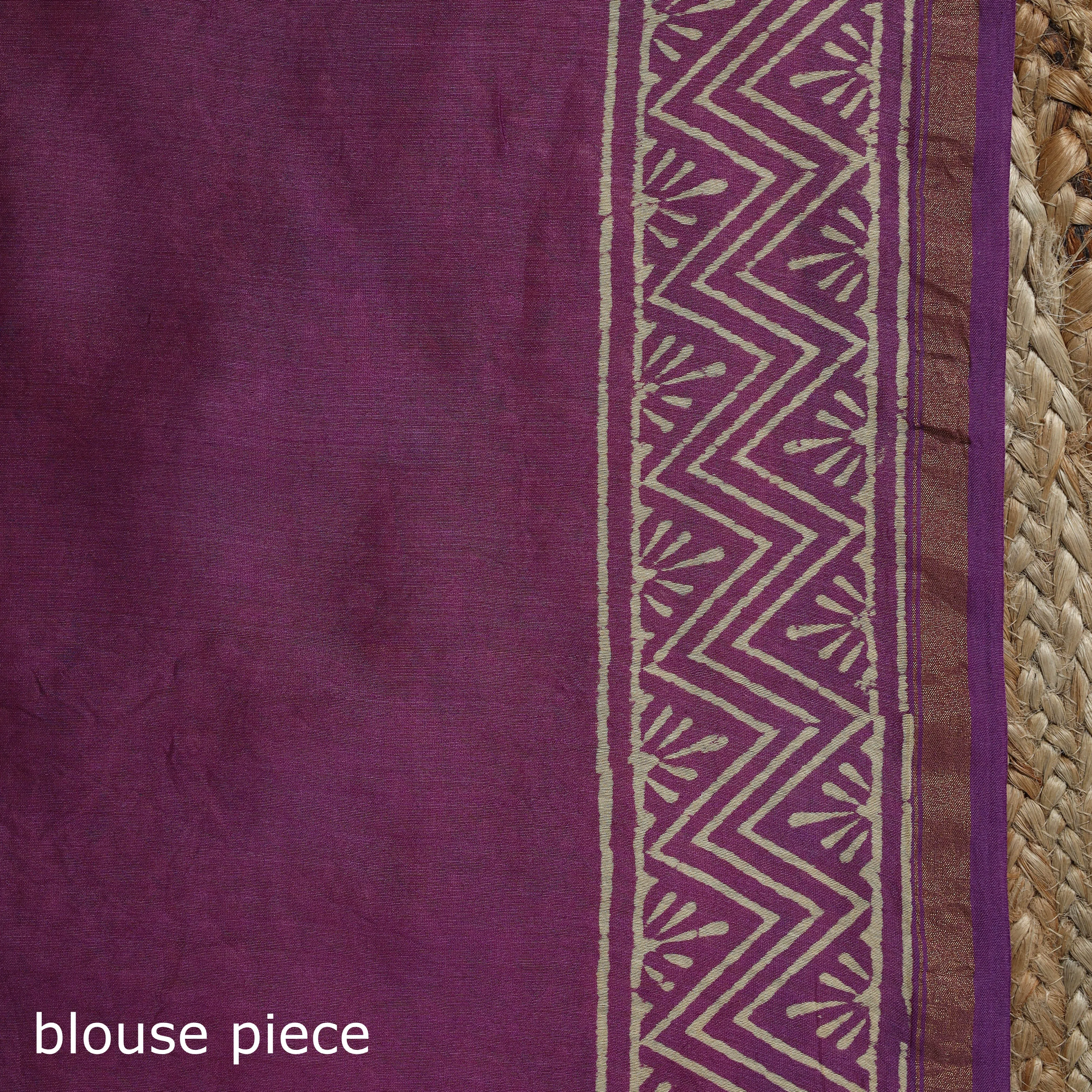 Purple - Chanderi Silk Hand Block Batik Print Saree 74 sold by Itokri product image thumbnail 5