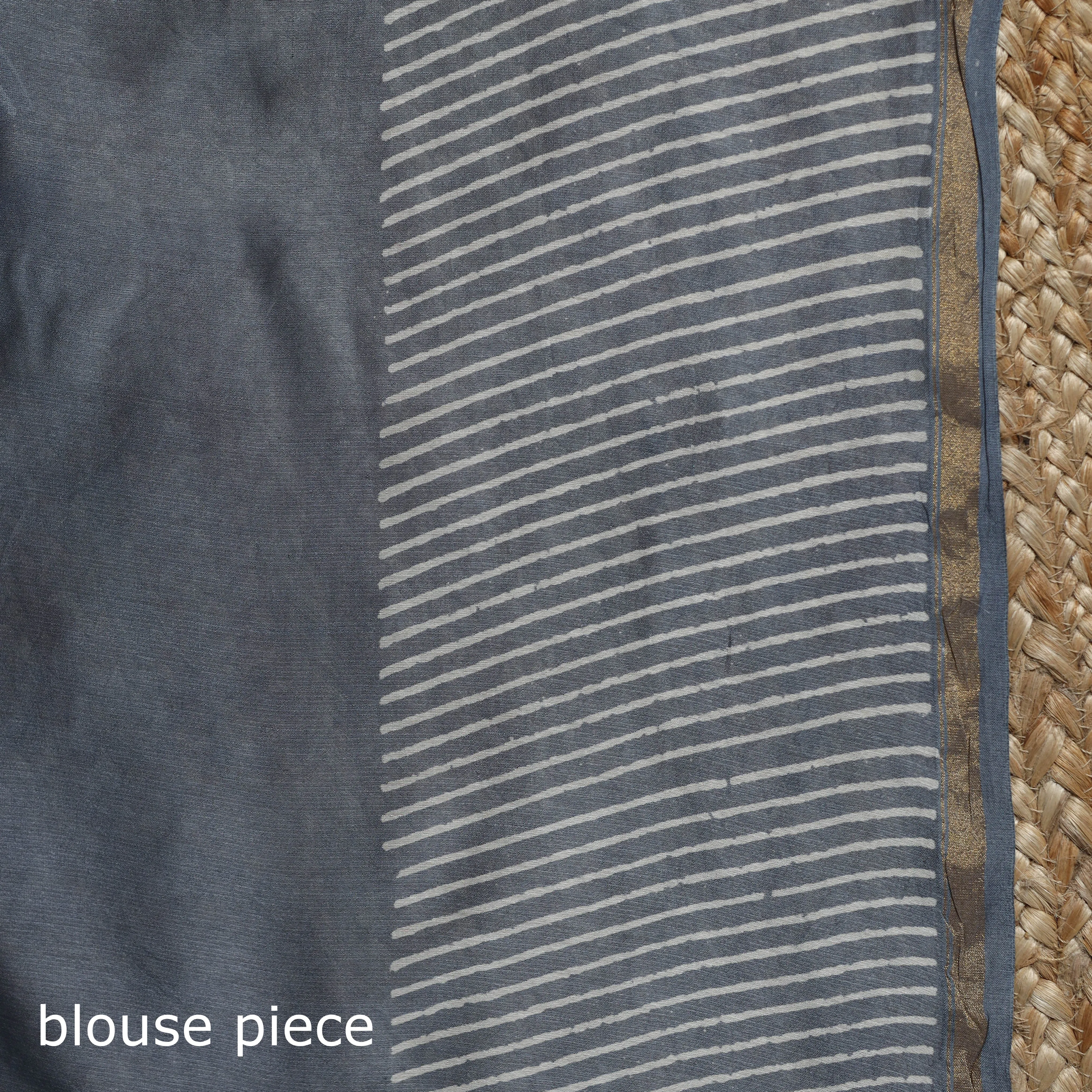 Grey - Chanderi Silk Hand Block Batik Print Saree 72 sold by Itokri product image thumbnail 5