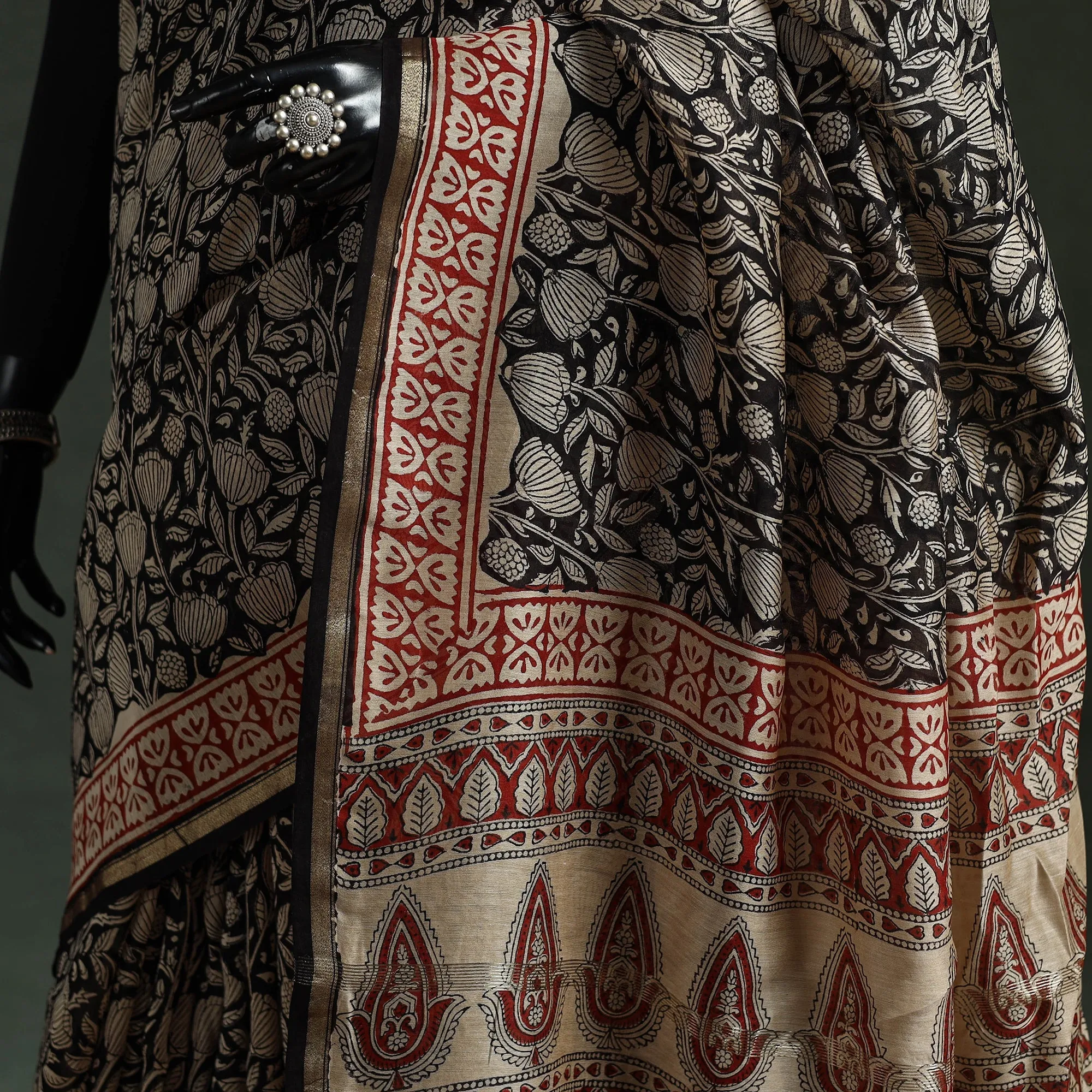 Chanderi Silk Natural Dyed Hand Block Dabu Bagru Print Saree 62 sold by Itokri product image thumbnail 3