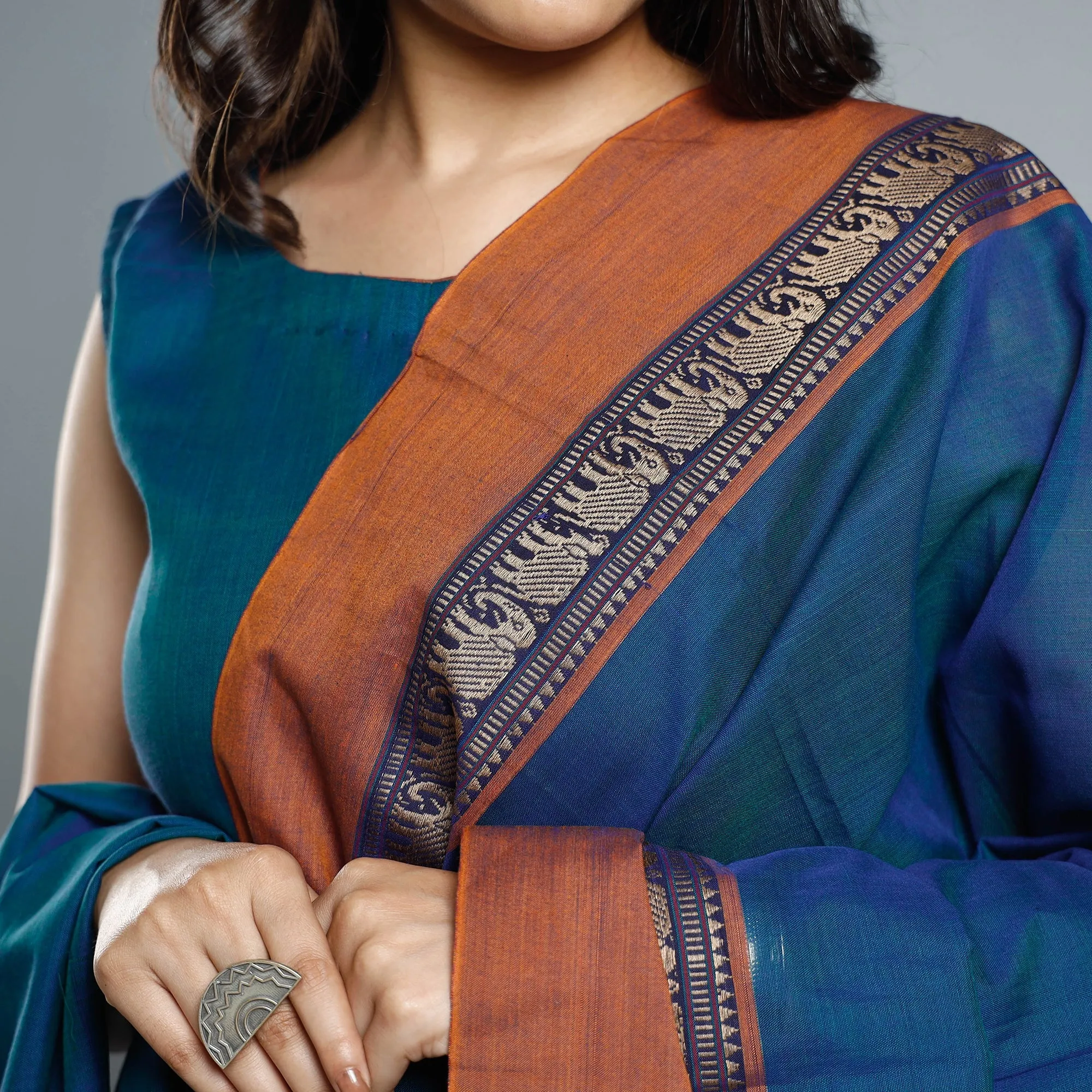 Blue Dharwad Cotton Kurta with Palazzo & Dupatta Set sold by Itokri product image thumbnail 4